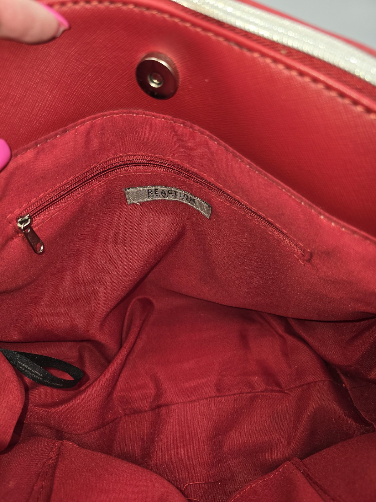 Reaction by Kenneth Cole Red Satchel Bag Double Handle 15x10x5 In