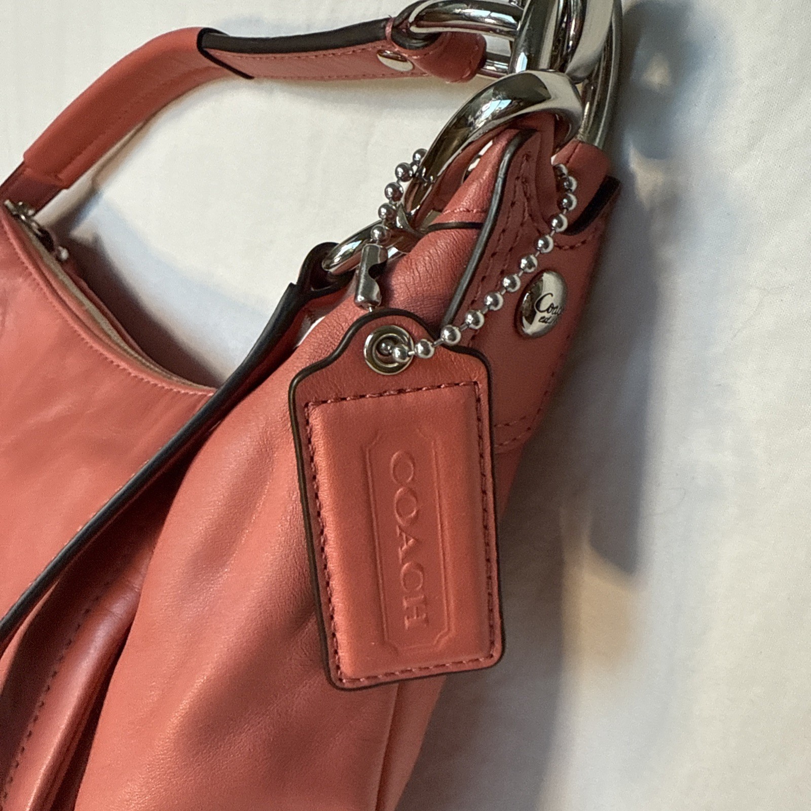 COACH Kristin Leather Hobo Shoulder Bag Coral Pink Rose F22306 NWOT – Pristine
