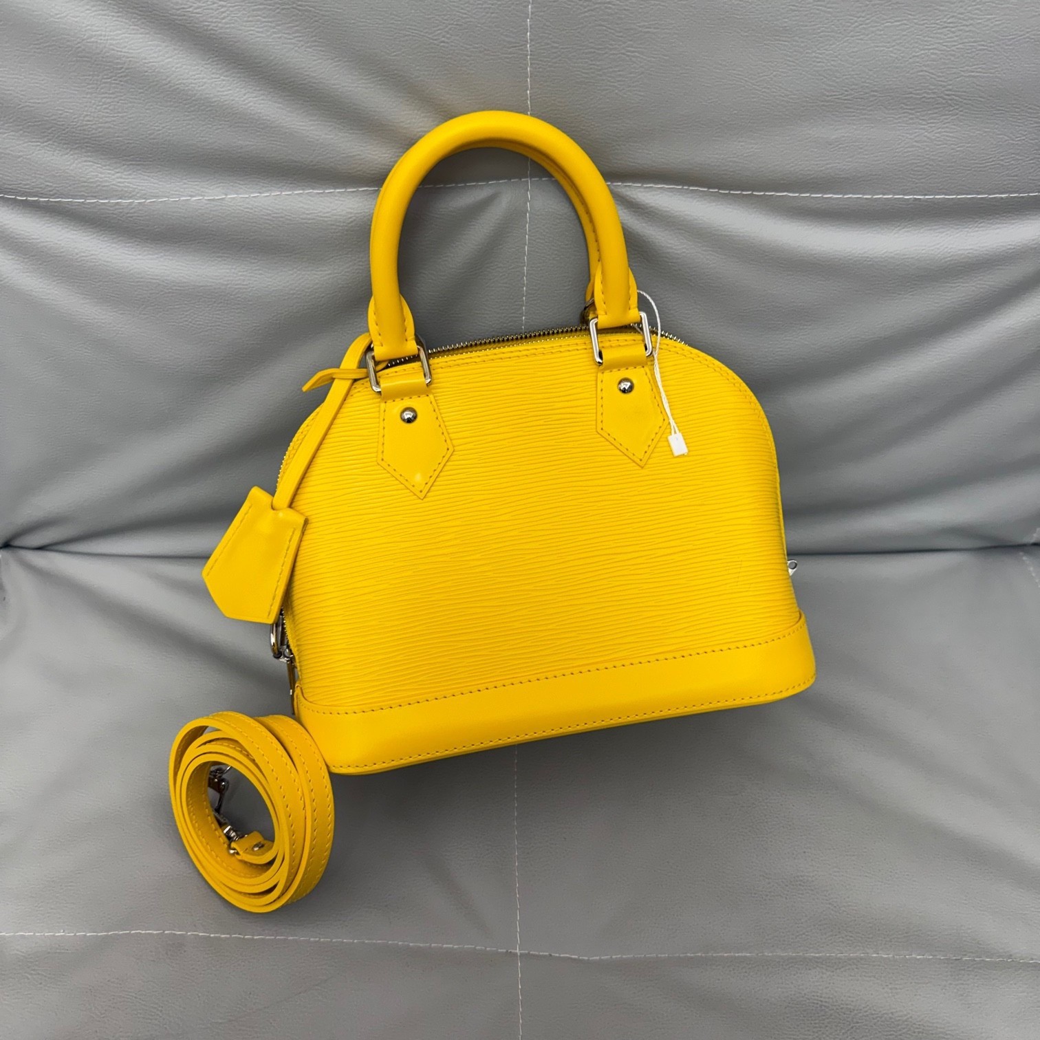 Louis Vuitton LV Handbag Alma BB Yellow Epi Leather Dome Shoulder Bag Silver HDW