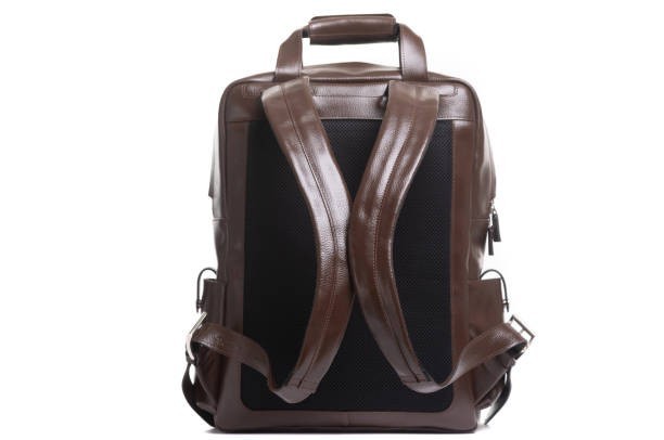 Leather Laptop Backpack for Men, Multi-Pocket Travel Rucksack, Business Work Bag
