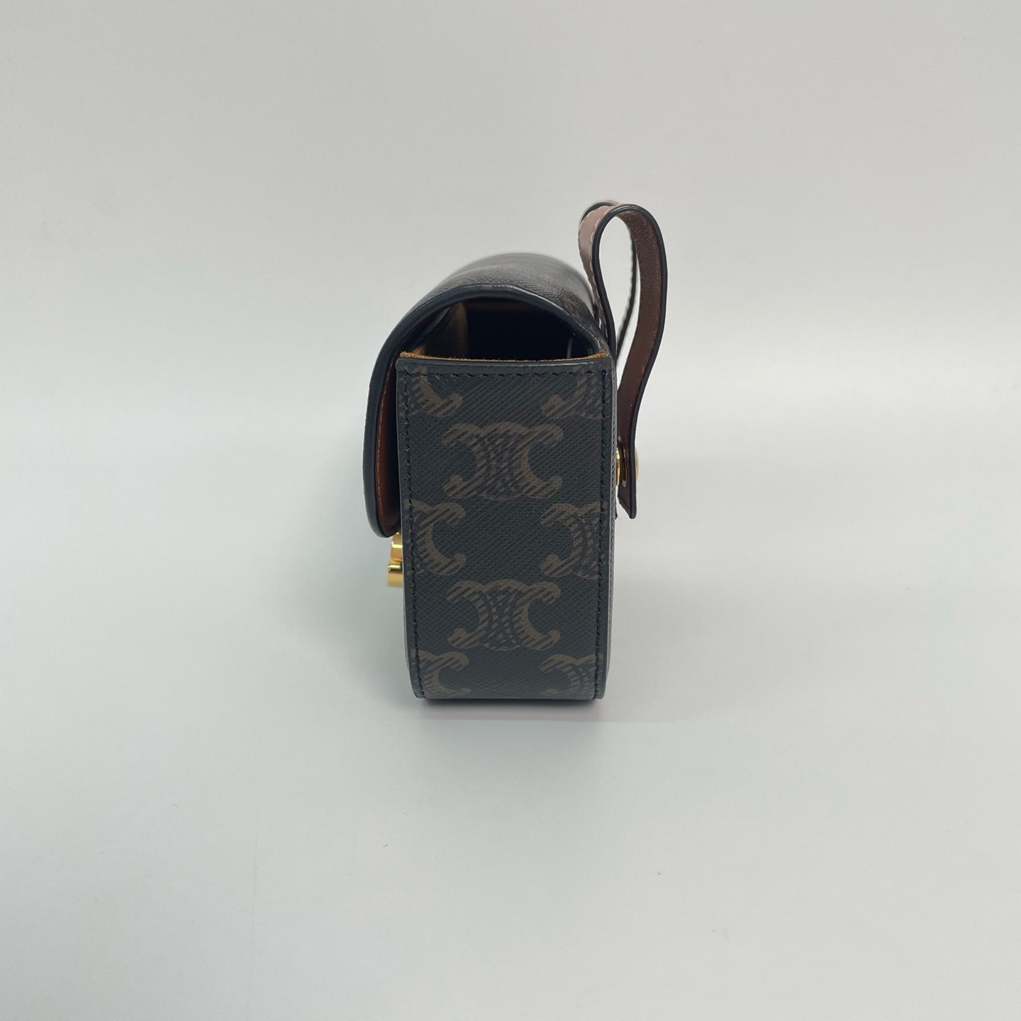Auth CELINE Triomphe Mini Claude Belt Bag Brown Monogram Canvas Gold Hardware
