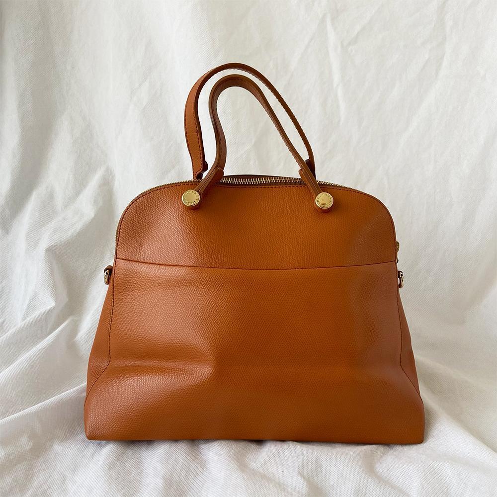 Furla Brown Leather Piper Dome Satchel