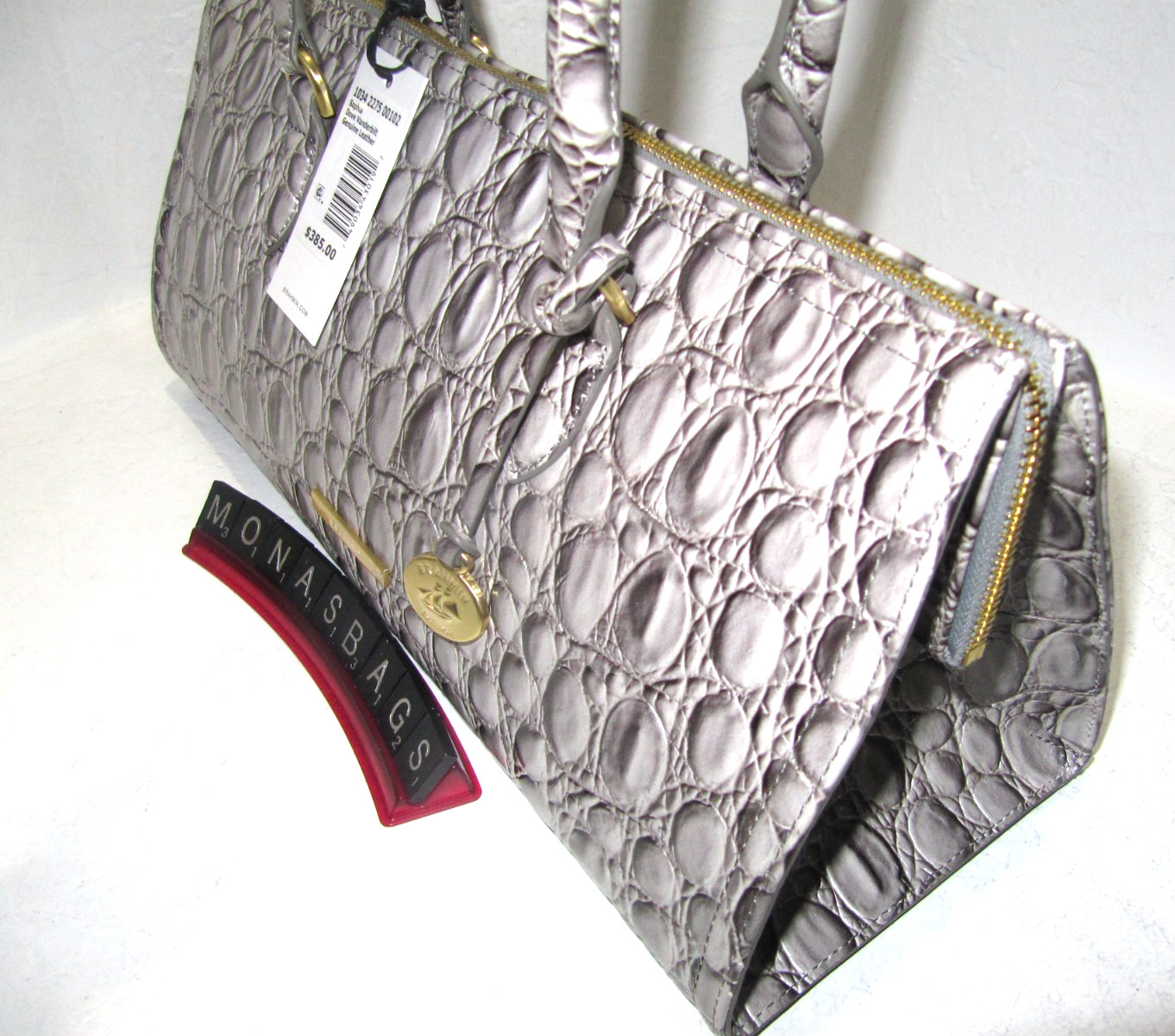 Brahmin Sophia Dove Gray Vanderbilt Shoulder Satchell Bag Leather NWT $385