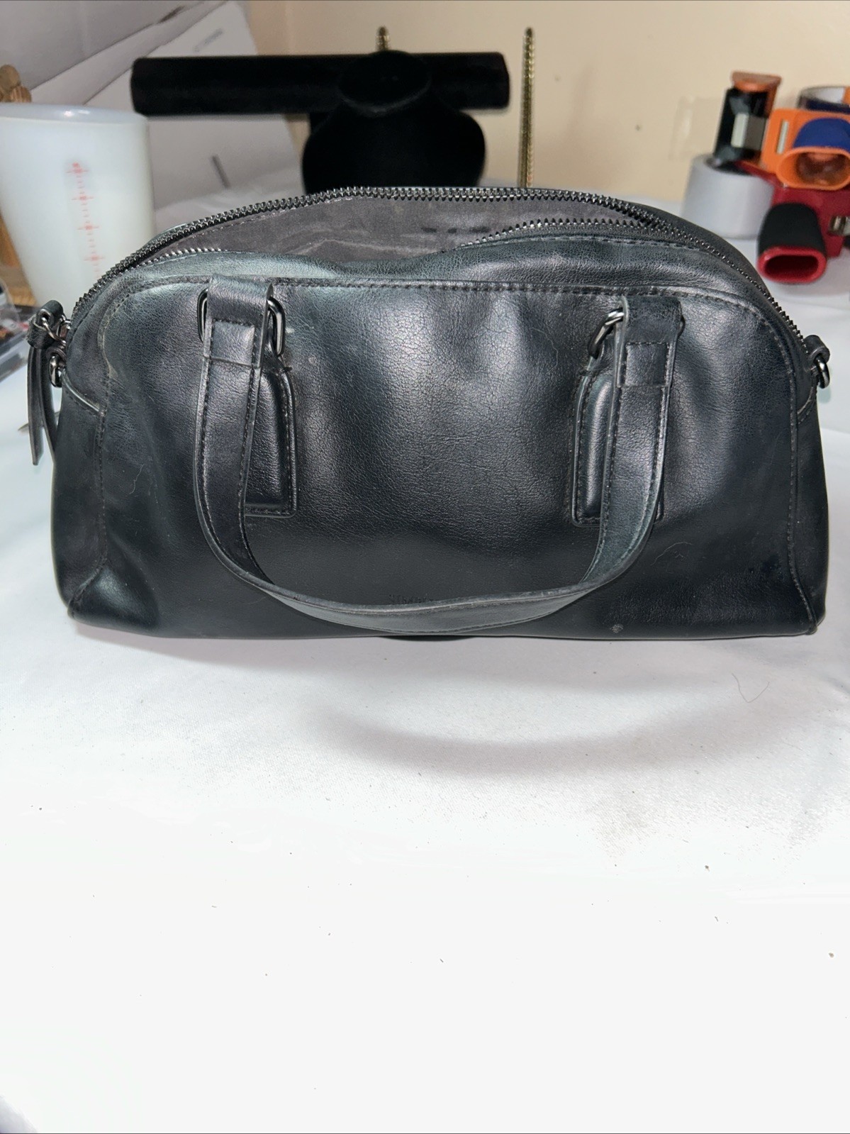 Simply Vera Vera Wang Geo Satchel Bag 12 Inches Wide By 6 Inches Tall Black