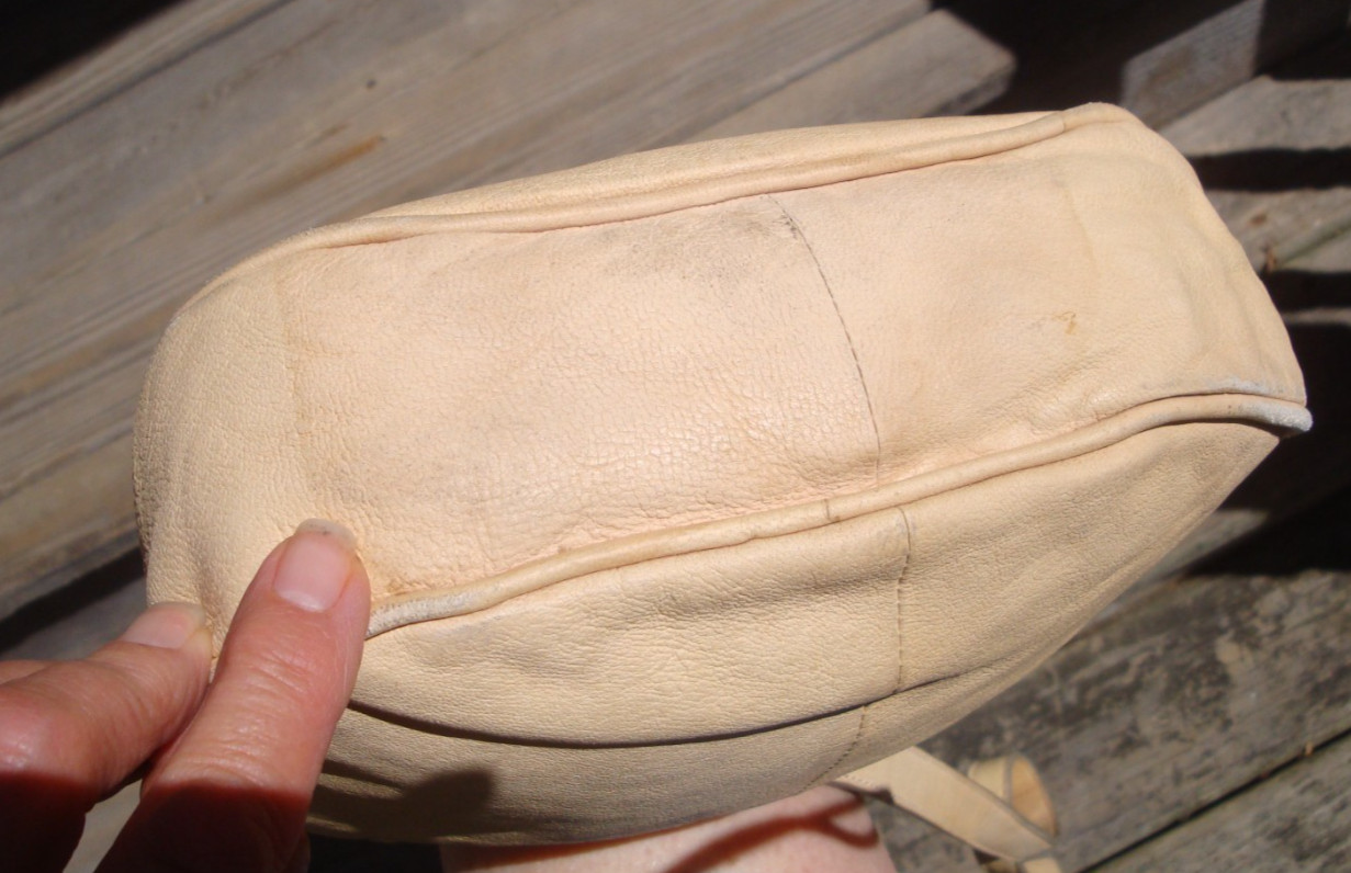 FRYE Vintage Beige Distressed Leather Handbag Crossbody Shoulderbag Small Purse