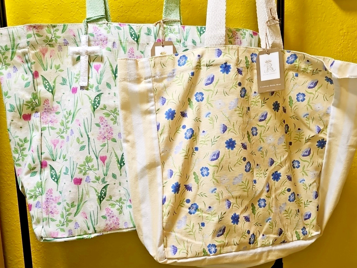 RACHEL ASHWELL Shabby Chic PASTEL FLOWERS CANVAS TOTE BAG Made in India ~ CHOICE