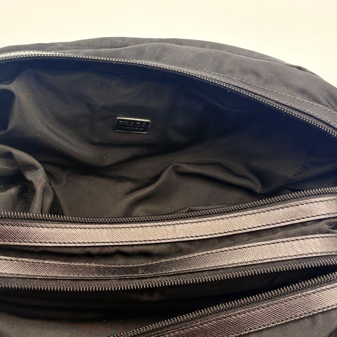 Prada Black Tessuto Nylon Saffiano Double Zip Necessaire Dopp Toiletry Bag Trave