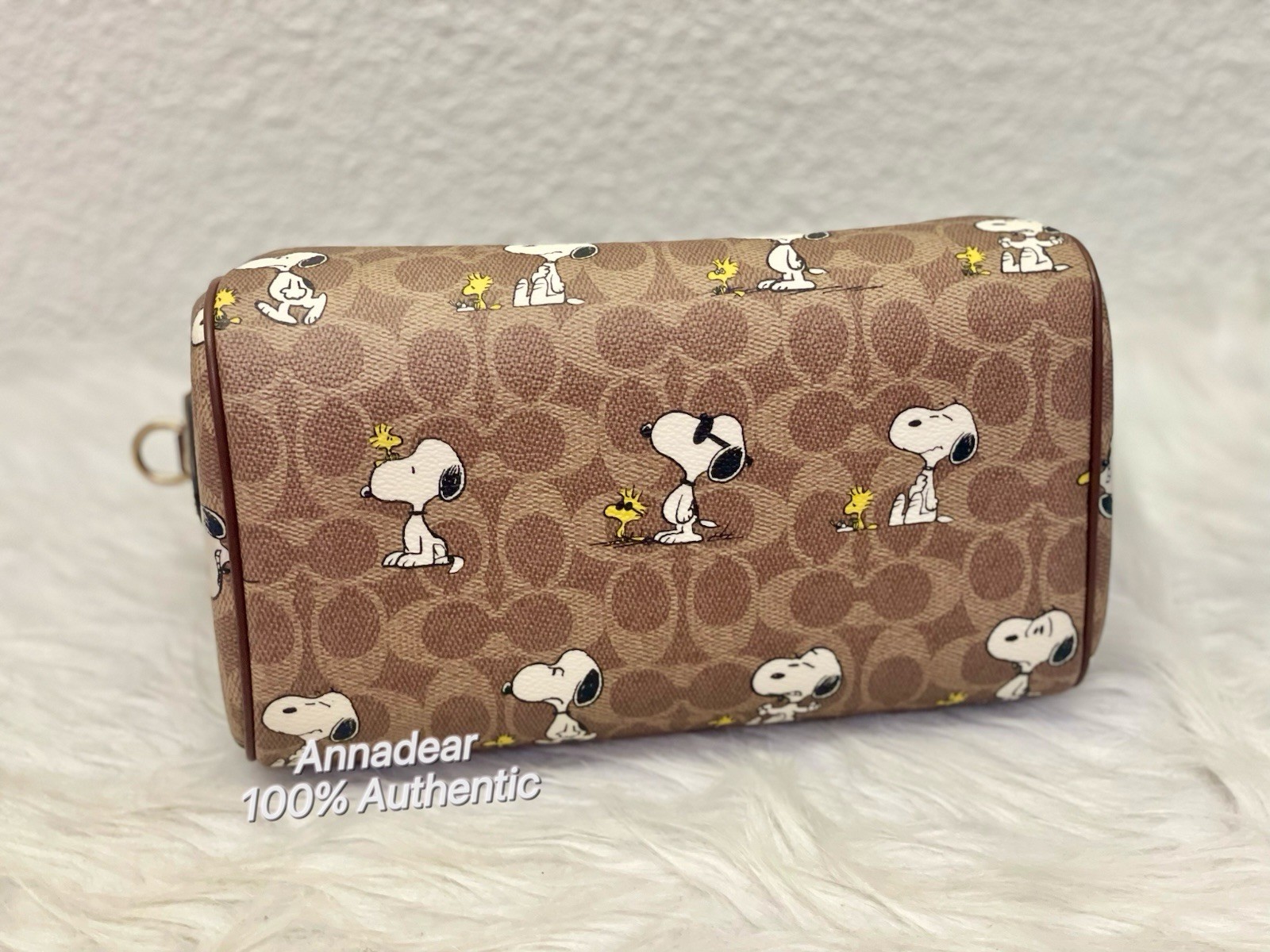 NWT Coach X Peanuts CBM33 Rowan Satchel Bag In Signature Canvas W Snoopy Print