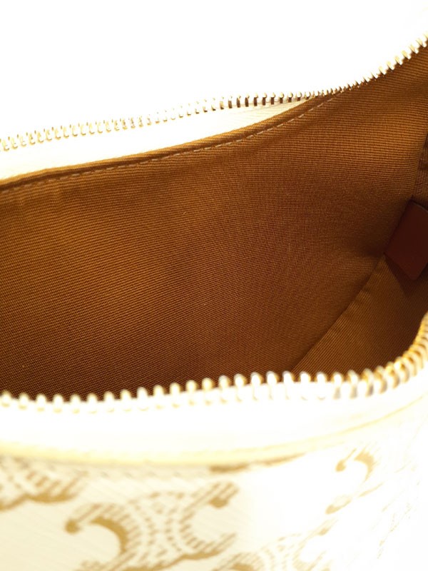 Celine Triomphe Canvas Ava 193952 Coated Canvas White / Brown Handbag #TB926