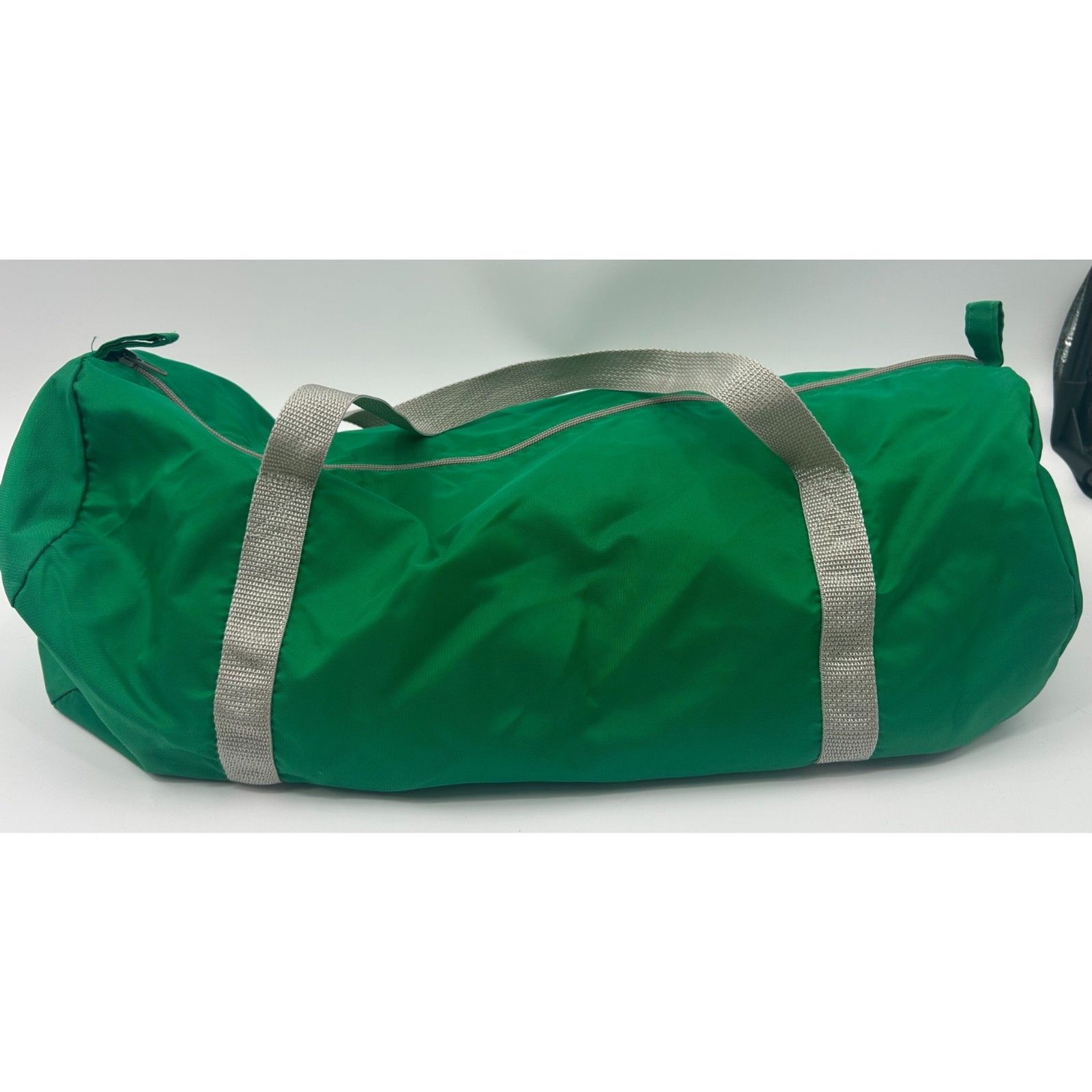 VTG American Apparel Retro Nylon Strap Duffel Gym Green Weekender Bag Made USA