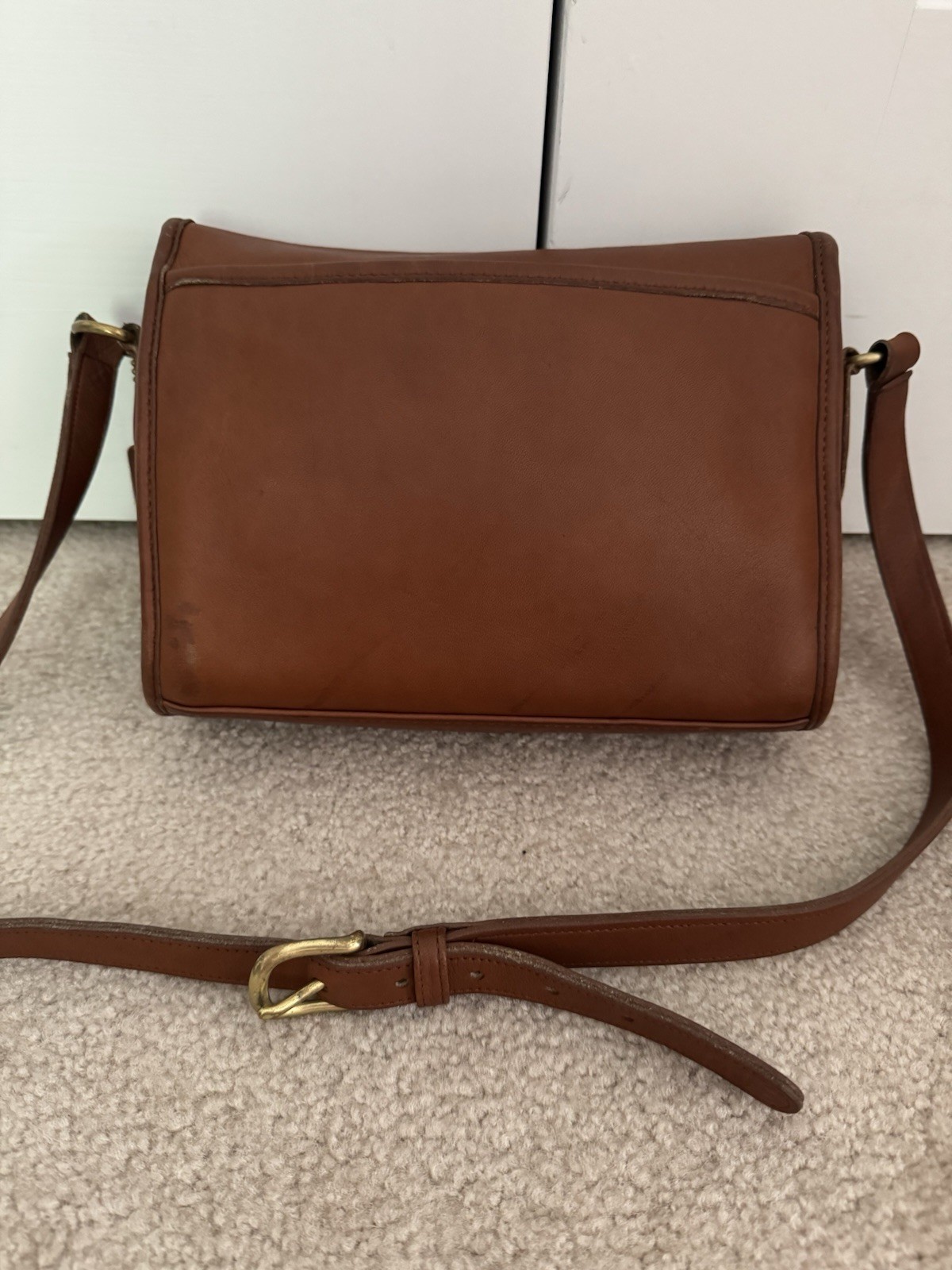 Vintage Coach Bag Devon 9908 Crossbody Shoulder British Tan Leather & Brass