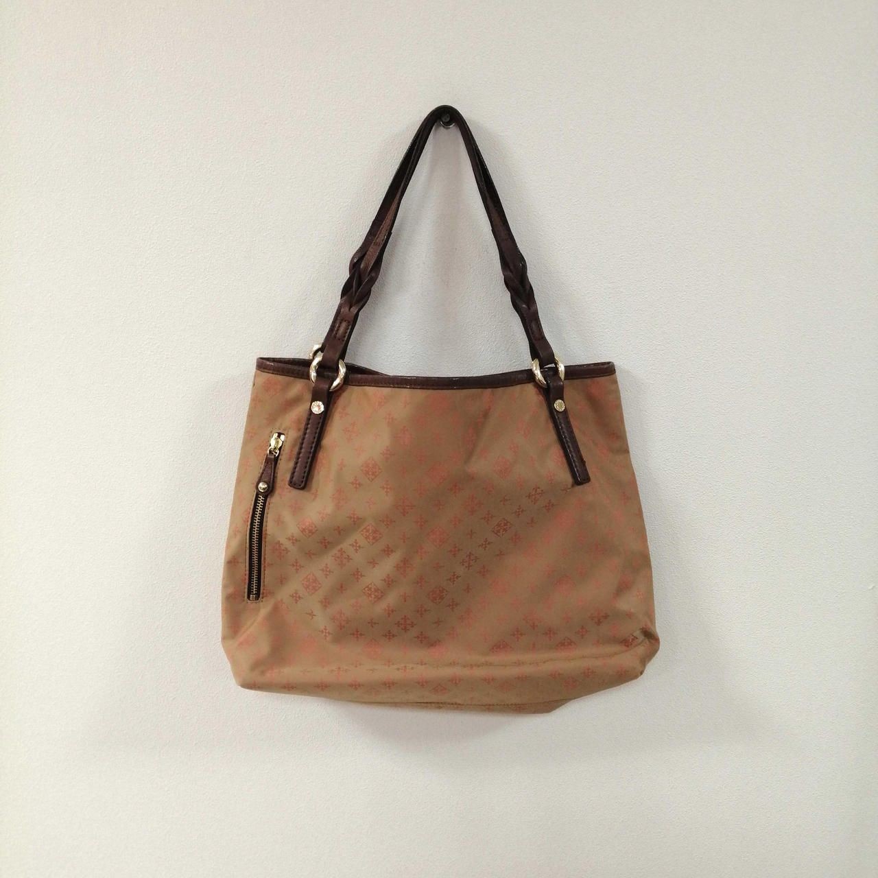 RUSSET Monogram Tote Bag Beige X Orange Dirty Used
