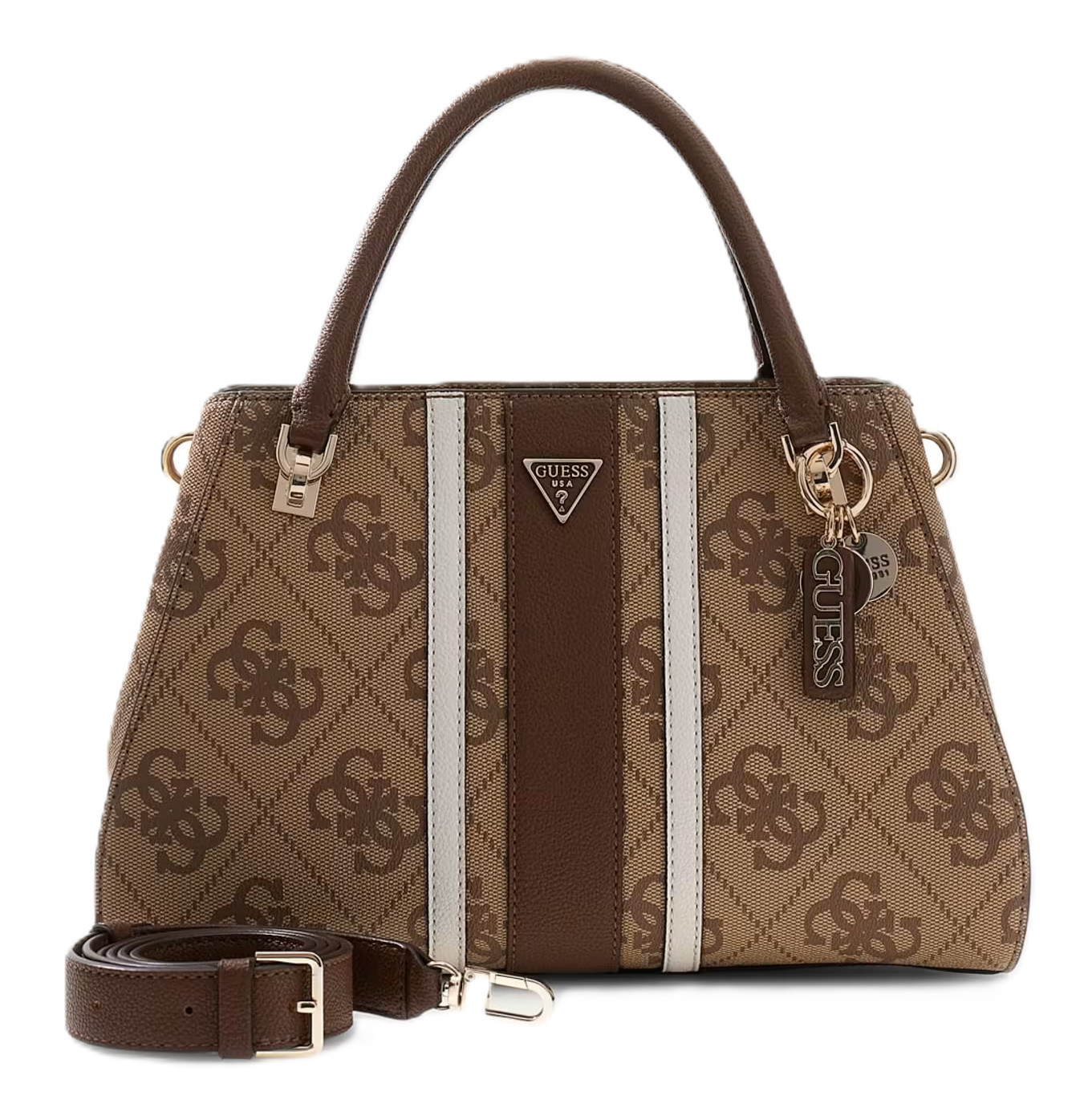GUESS HWSS96 72070 NOELLE II LUXURY SATCHEL BAG WOMEN ZIP ZIP MILK LOGO