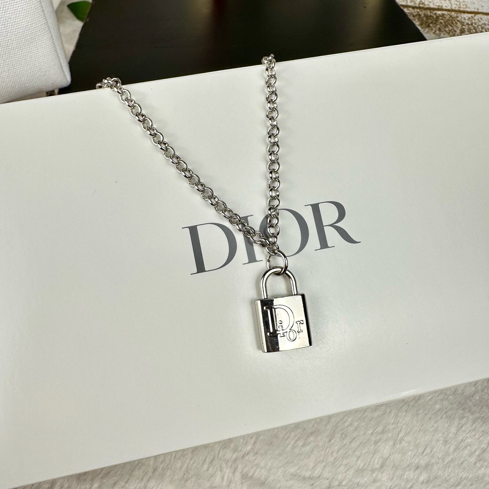 MISS DIOR Beauty line canvas crossbody bag with strap and chain.