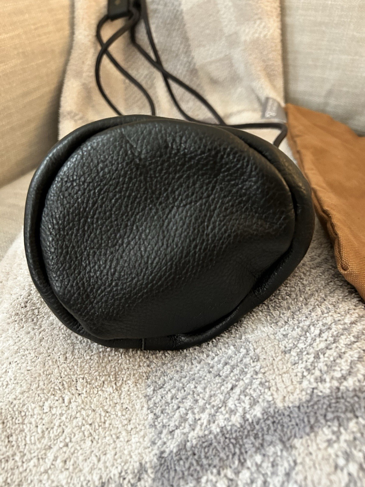 Lørdag & Søndag Black Small Pebbled Bucket Drawstring Crossbody Bag w/ Dust Bag