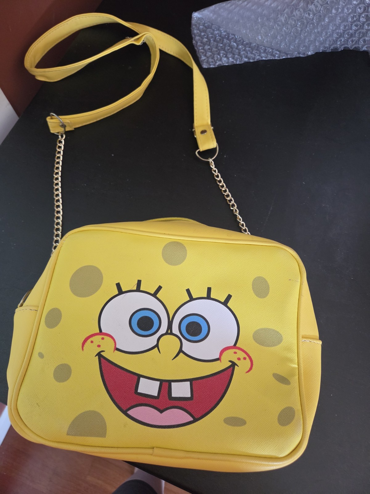 SpongeBob SquarePants Yellow Small Crossbody Bag Zip Closure chain Strap