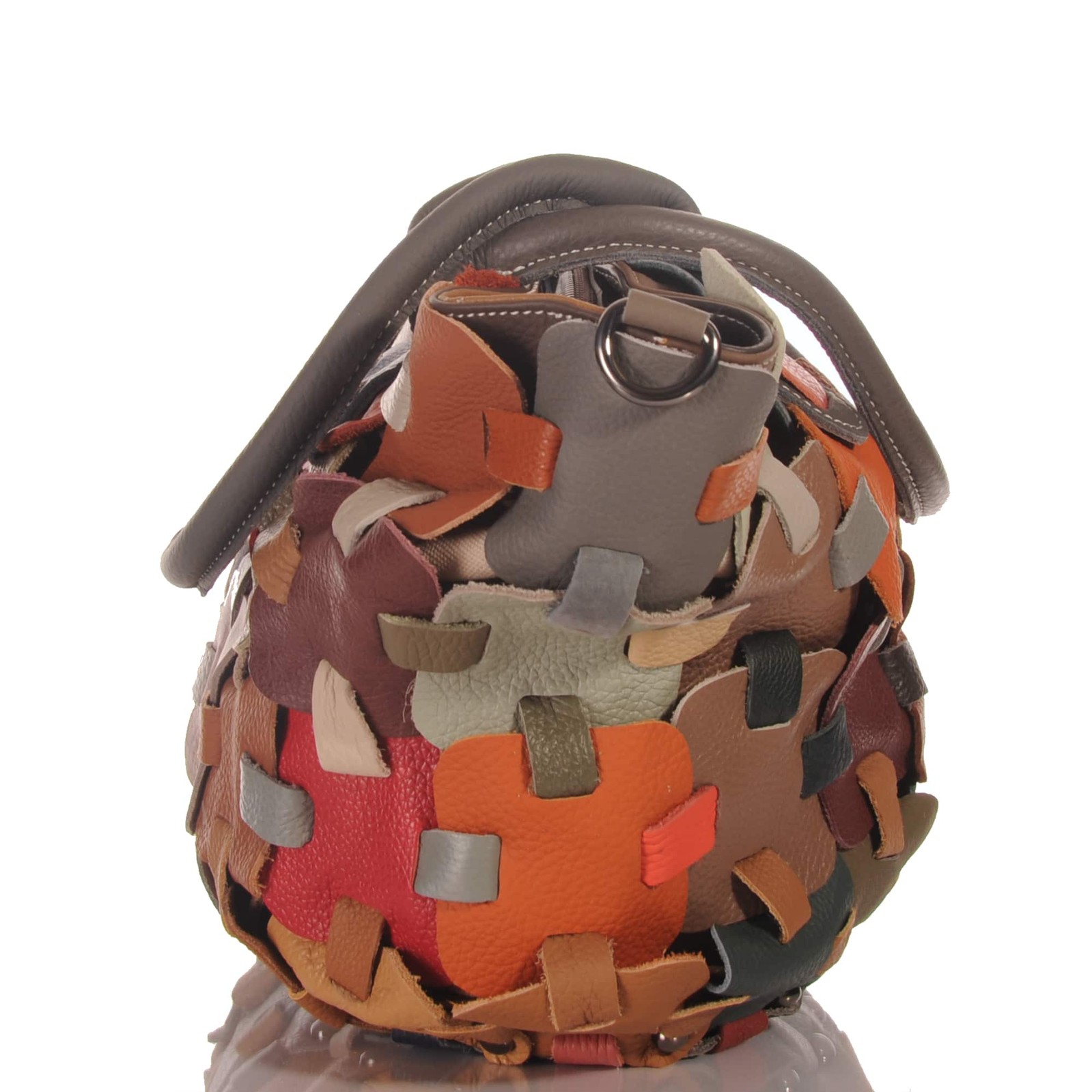 Ladies leather patchwork crossbody shopper shoulder bag genuine leather Italy 30668