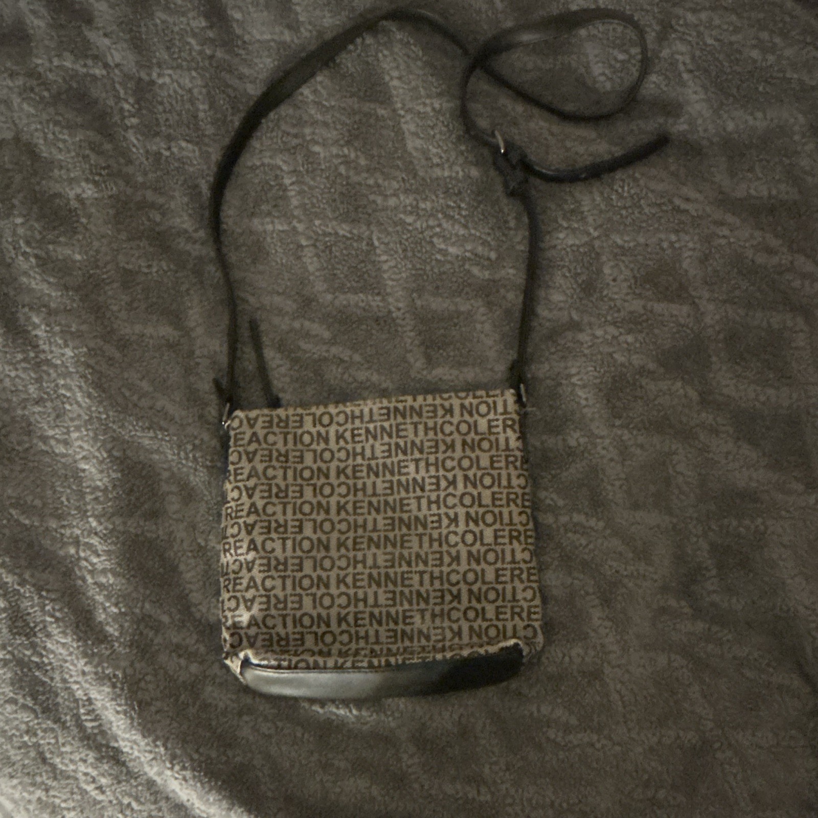 Kenneth Cole Reaction Small Logo Print Crossbody Bag, Beige Brown Black