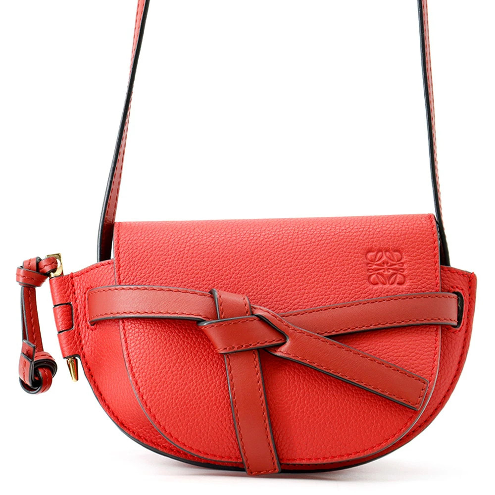 Loewe Dual Gate Mini 321.12.U62 Shoulder Bag Leather Red Unisex #TZB1557