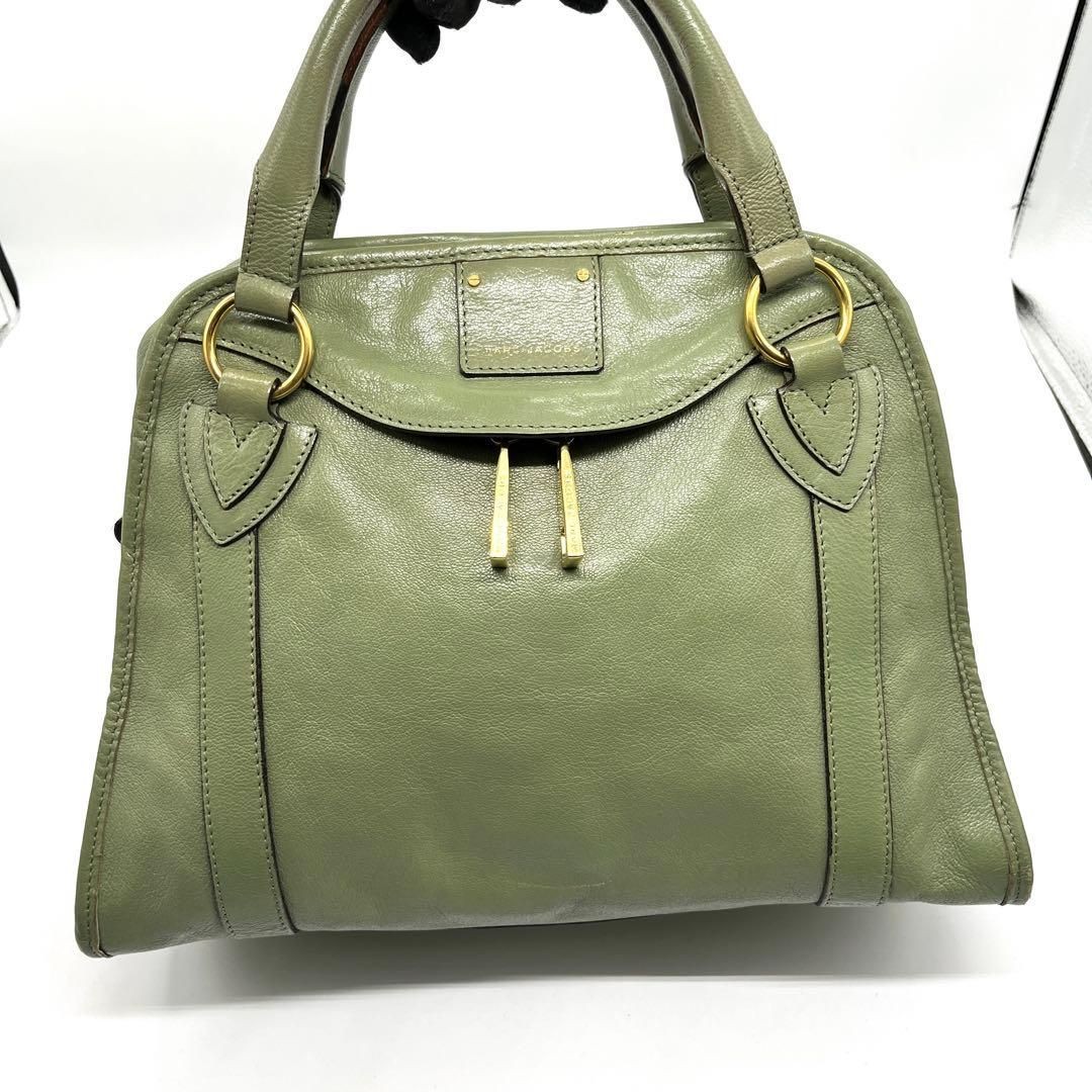 Marc Jacobs Green Leather 2Way Satchel Vintage Olive Shoulder Handbag Authentic