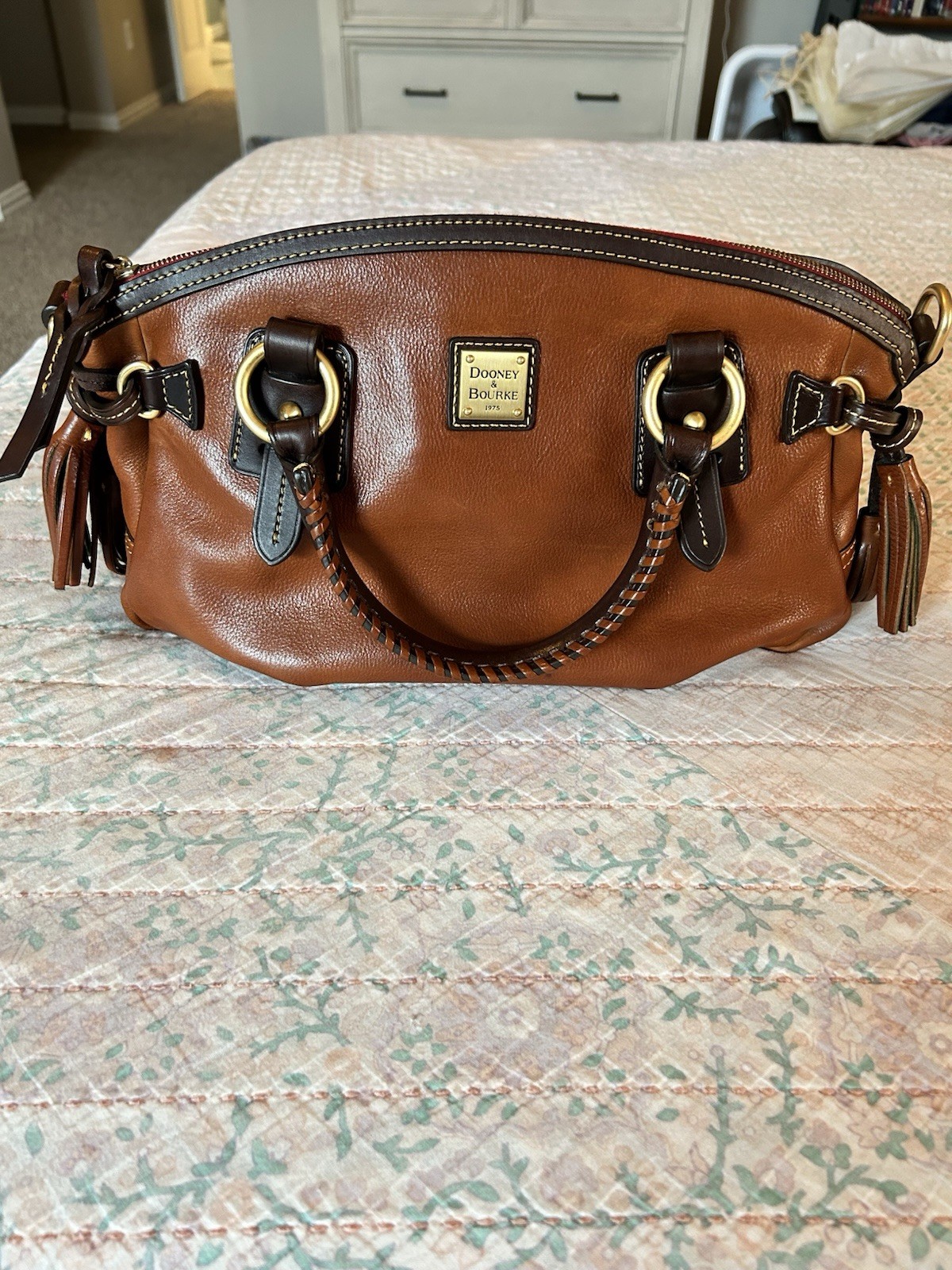 Dooney & Bourke Toledo Florentine Medium Mail Satchel in Natural Color Brown GUC