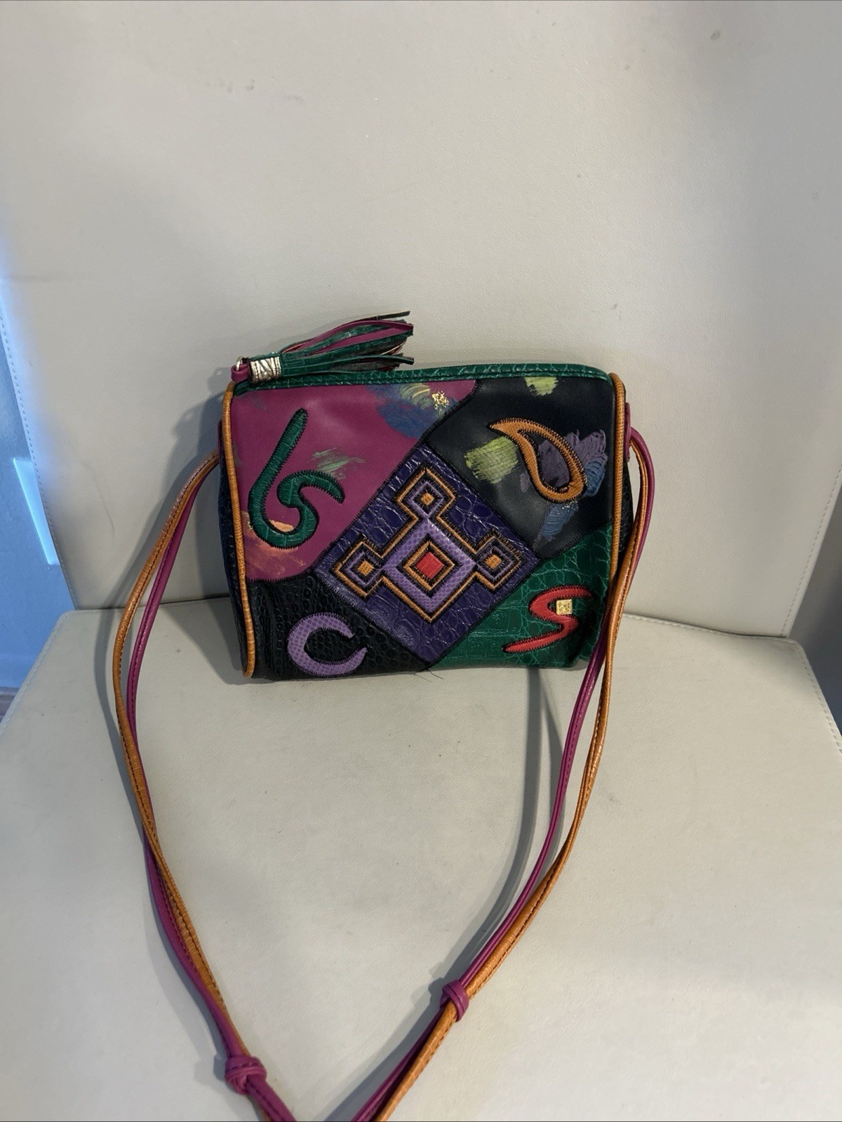 Vintage NAS Purse Colorful Bag 80S 90S Boho Tassel Hippie