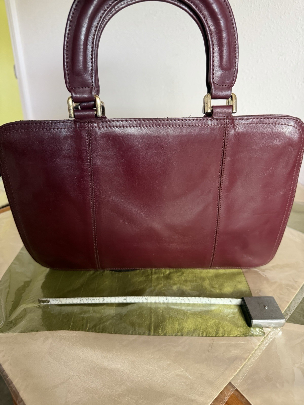 Philippe Women’s Burgundy Satchel Top Handle Bag Zip Closure Lined Pockets Solid