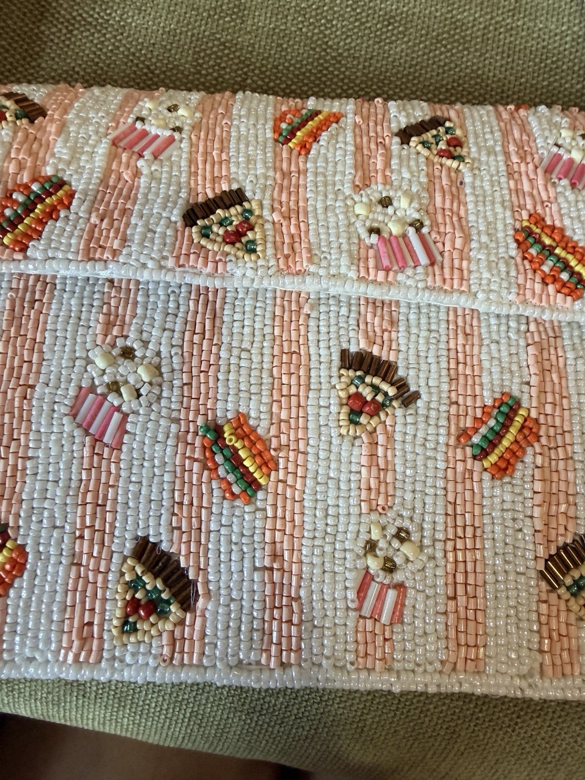 Handmade Beaded in India Popcorn Pizza Cupcake Shoulder Pink White w/Charm Viral