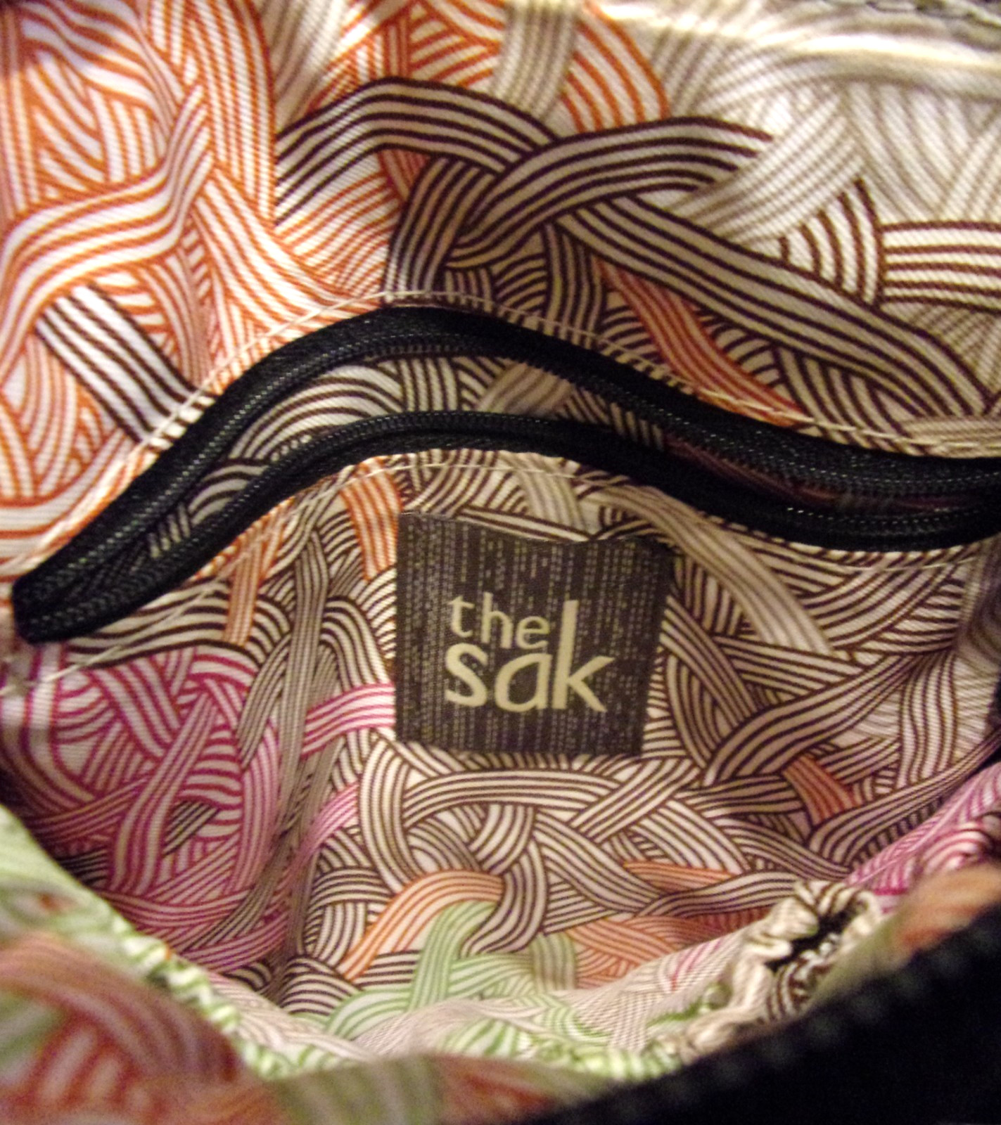 The Sak Indio Black Glazed Smooth Genuine Leather Tapestry Piecing CB Handbag