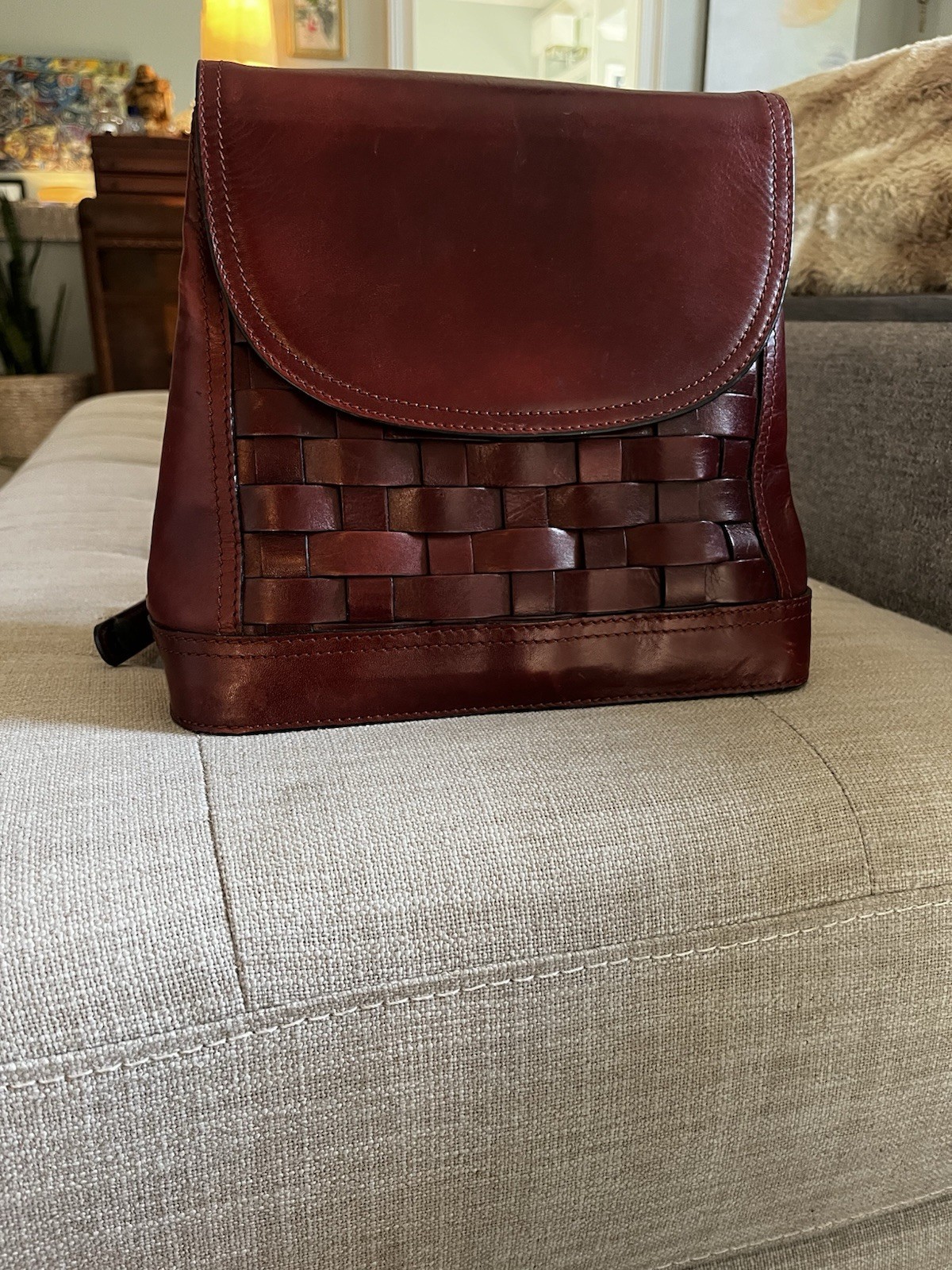 Rich Brown Burgundy, Leather Shoulder Bag Diamincci