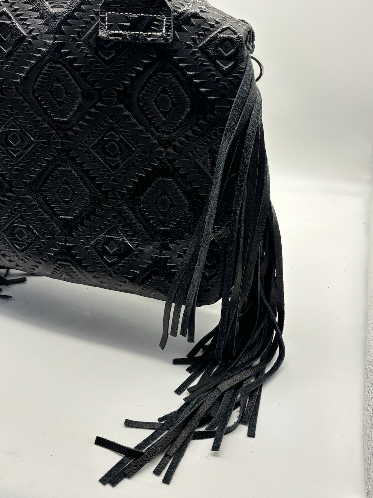 Dancing Cactus Designs leather purse black Shoulder Crossbody fringe Western