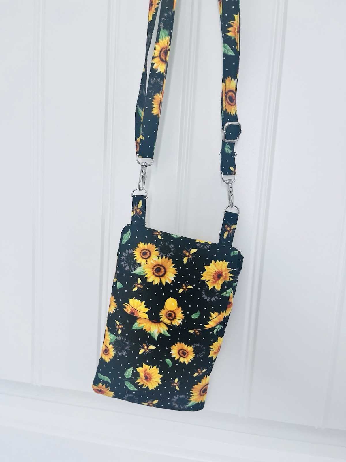 cell phone bag crossbody sunflower Design Double Pockets