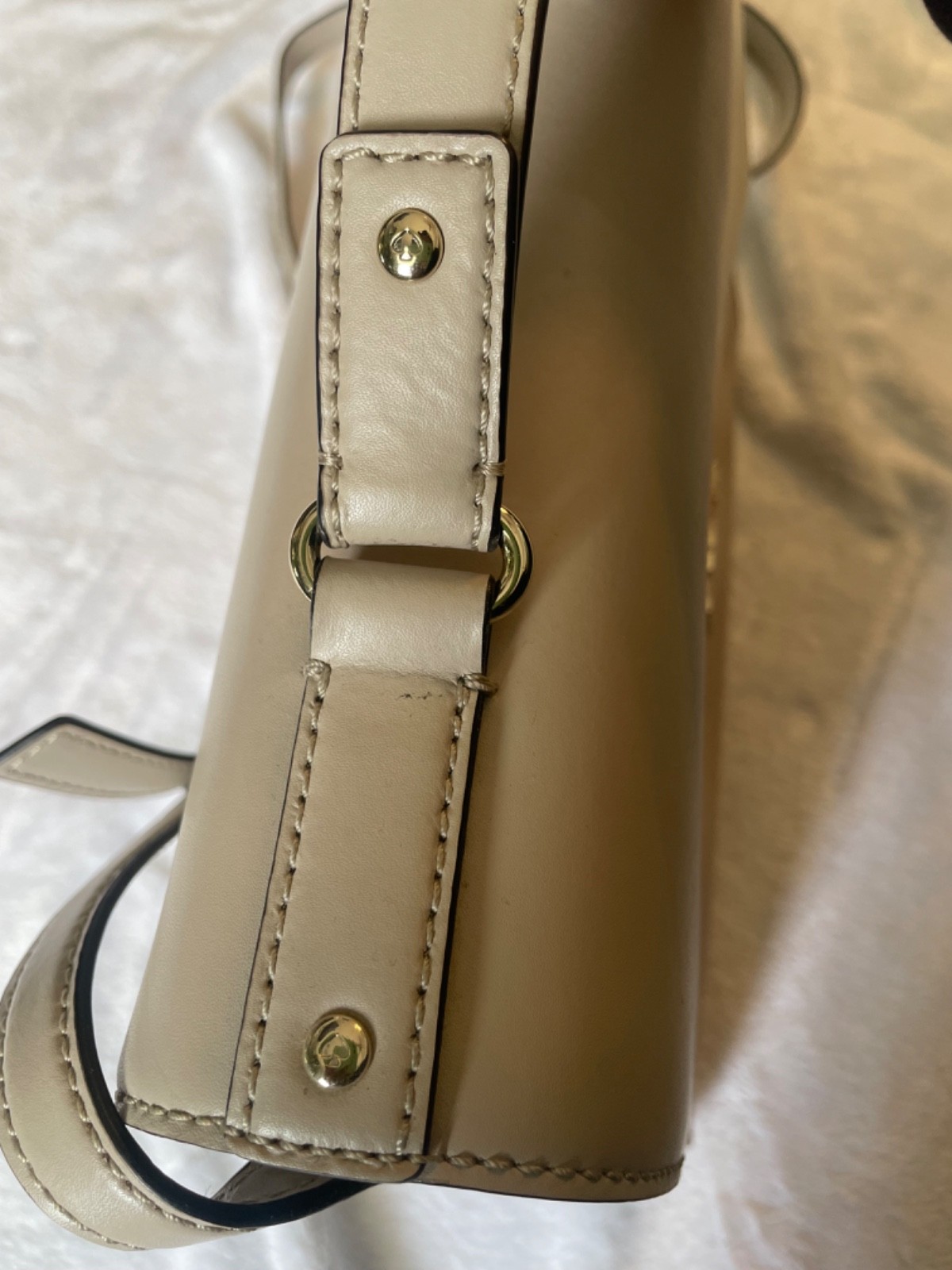 Kate Spade Doris Hardwood Place Satchel Beige Leather Top Handle Purse