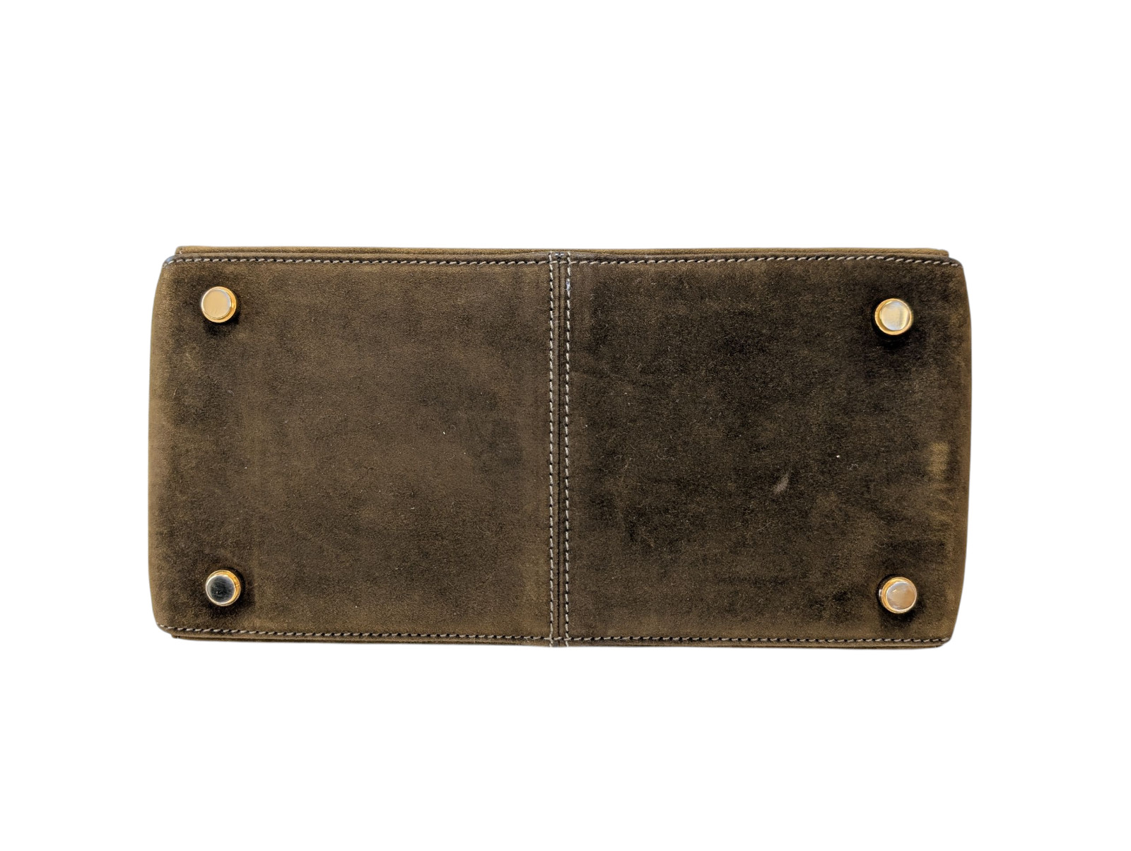Salvatore Ferragamo Gancini Shoulder Hand Bag Purse Suede Khaki