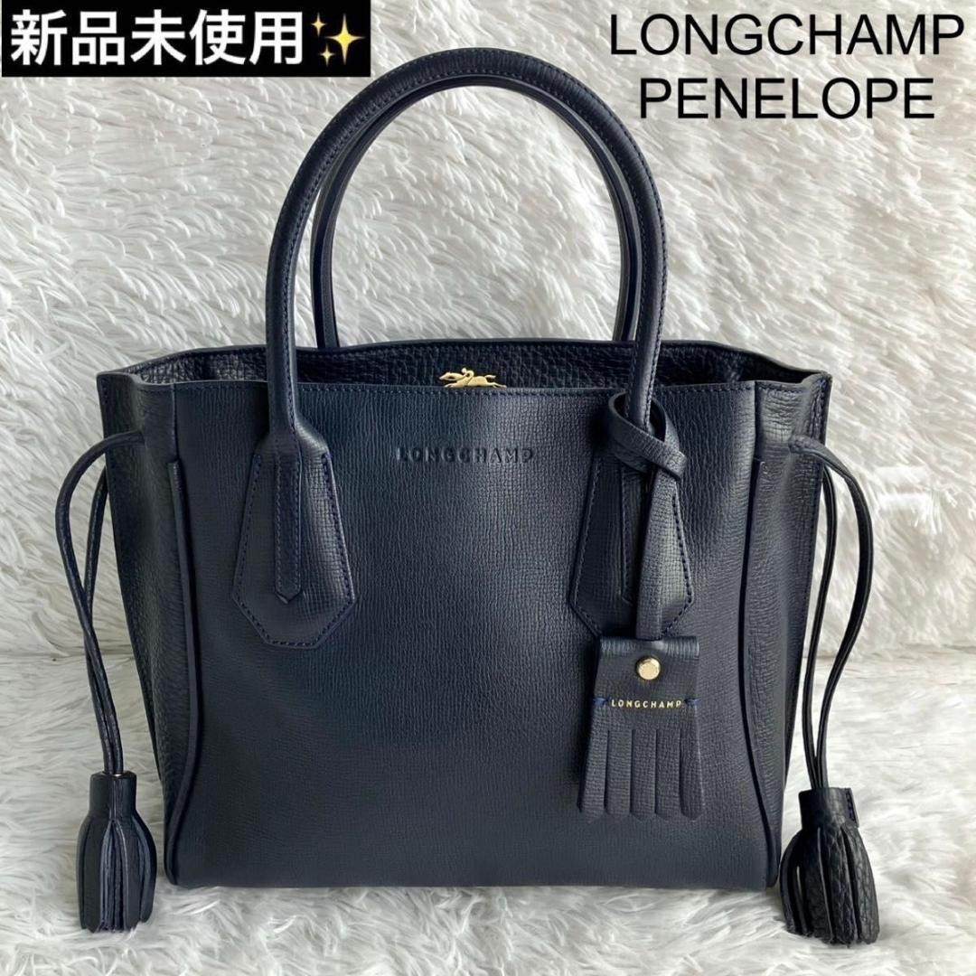 LONGCHAMP Tassel Leather Handbag Navy Auth about 9.84 x 14.17 × 12.20 inches
