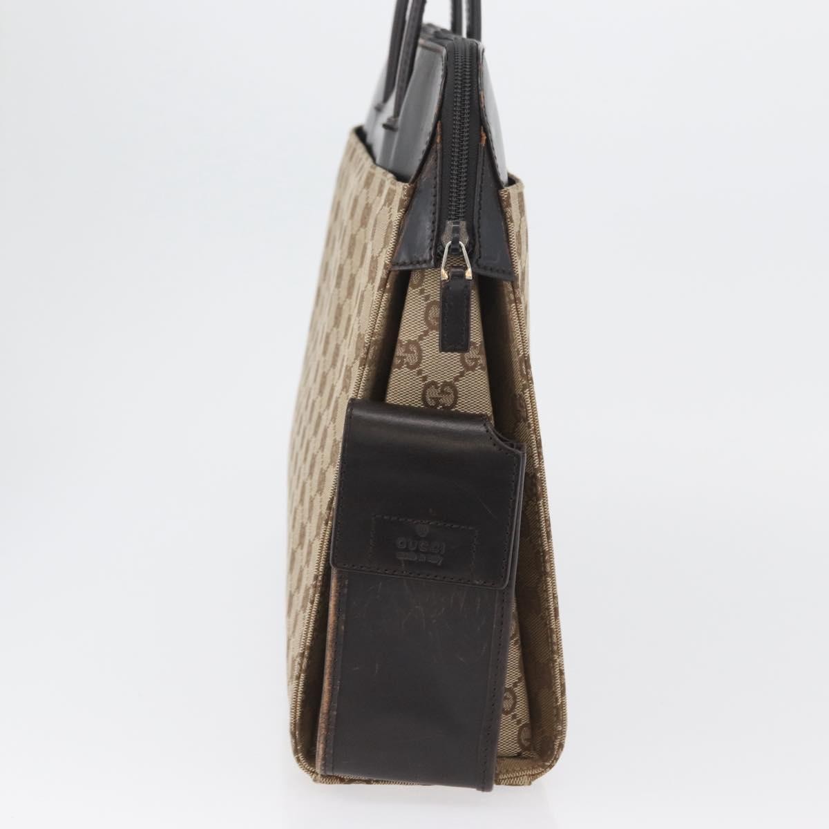 GUCCI GG Canvas Business Bag Beige Silver 015 3707 Auth gh1806