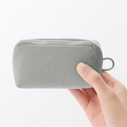 Muji Wrinkle nylon wide opening pouch S gray small makeup items organize JP FS