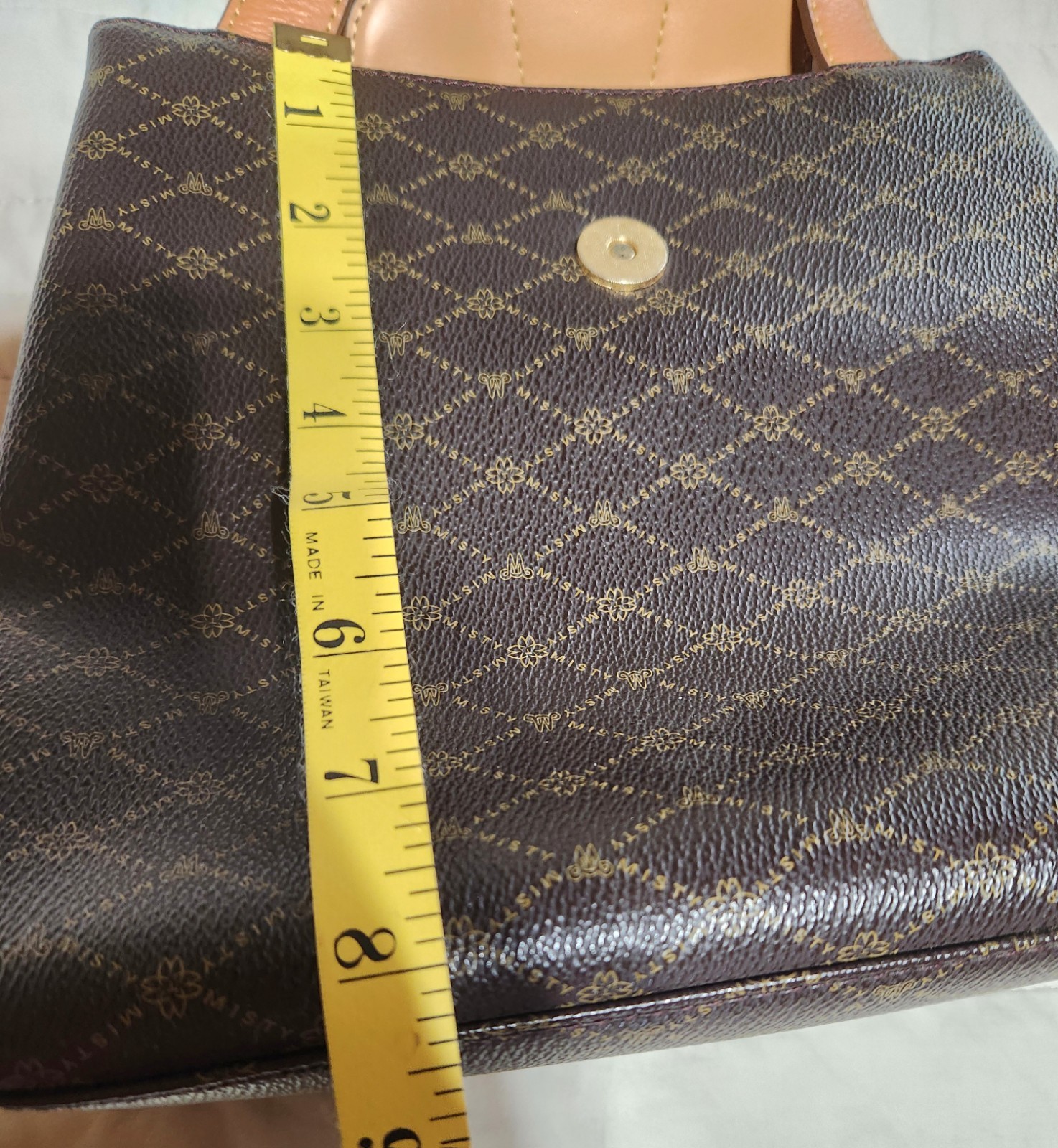 Misty Collection U.S.A. Monogram Brown Leather Satchel