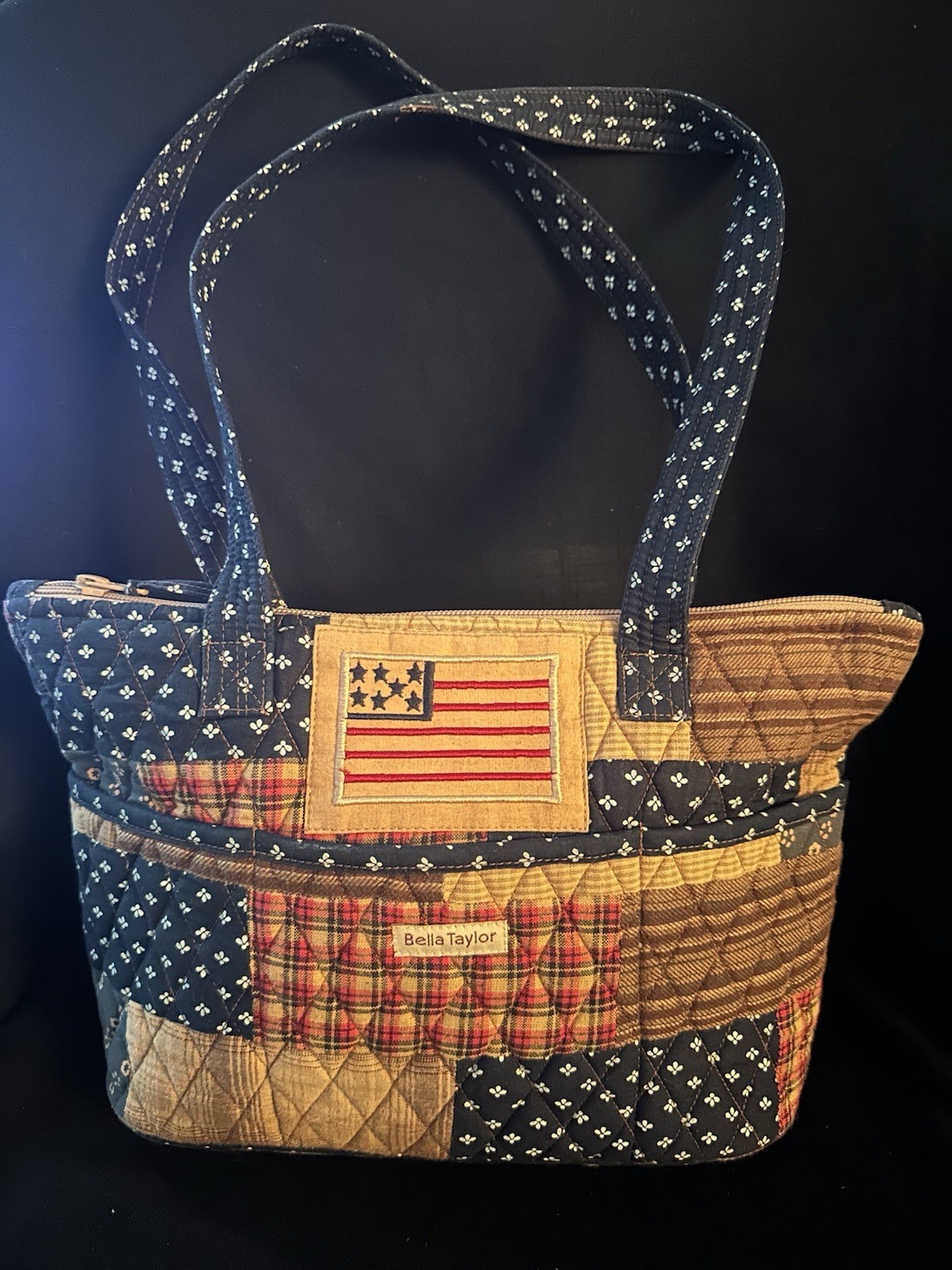 Bella Taylor USA Flag Patchwork Design Quilted Shoulder Bag