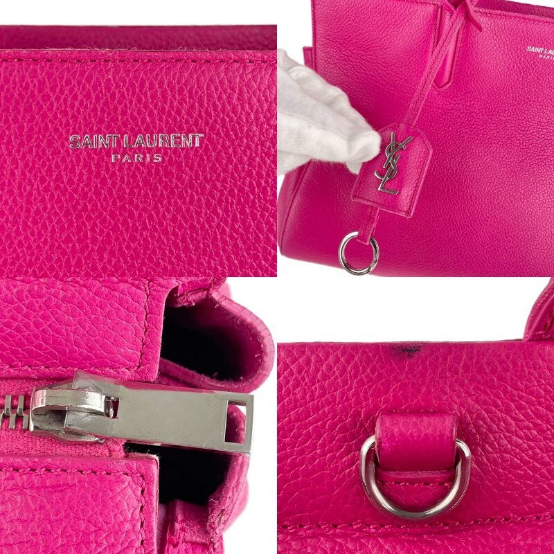 Saint Laurent Cabas Rive Gauche Leather Suede Pink 2way Handbag 2965