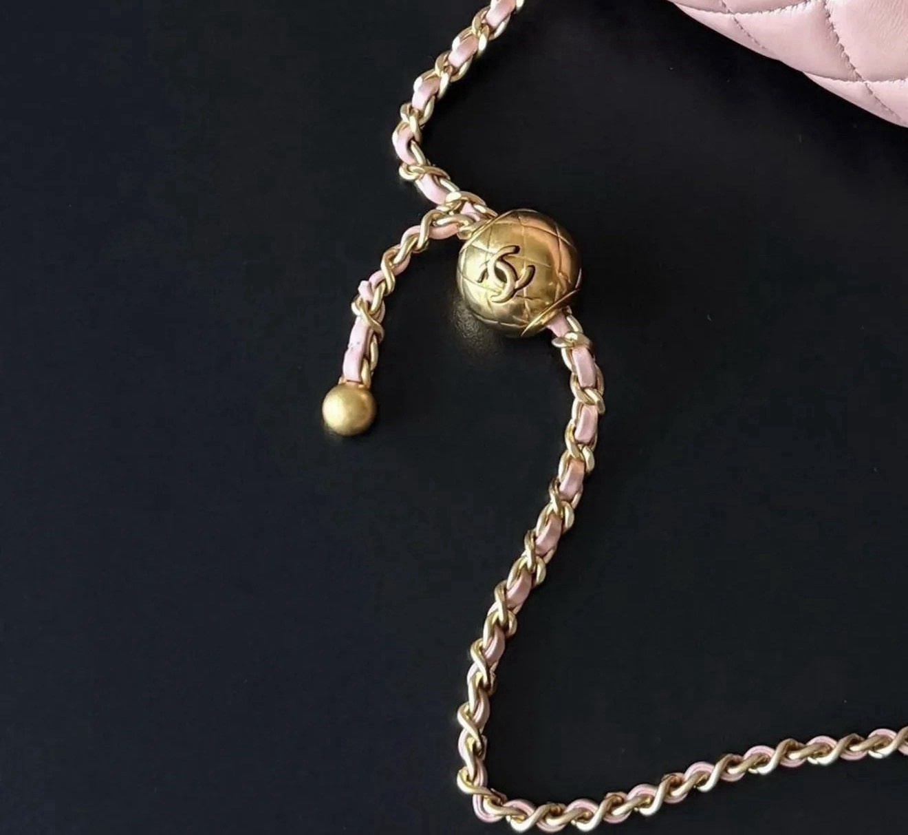 CHANEL Pink Classic Flap Crossbody Chain Strap Turn Lock Gold Hardware Charm