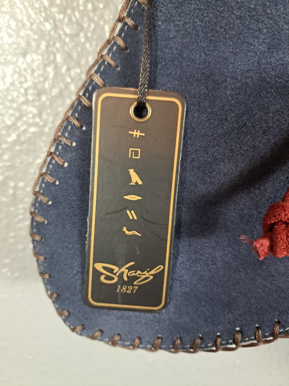 Sharif Legacy Eel Skin Leather Rocketed Top Zip Crossbody Bag Silver Red Blue