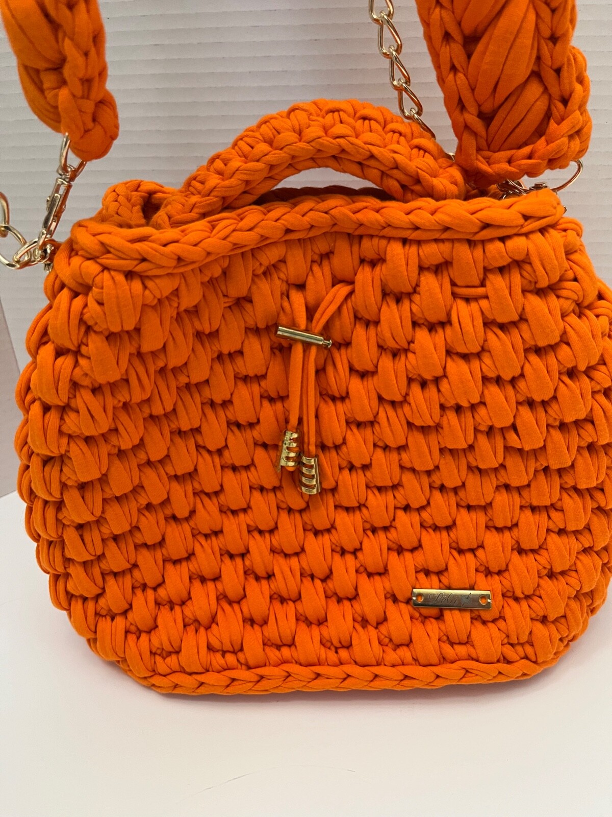 Lelubag Crocheted Made to Order Mandarin Orange Purse Crossbody Handbag