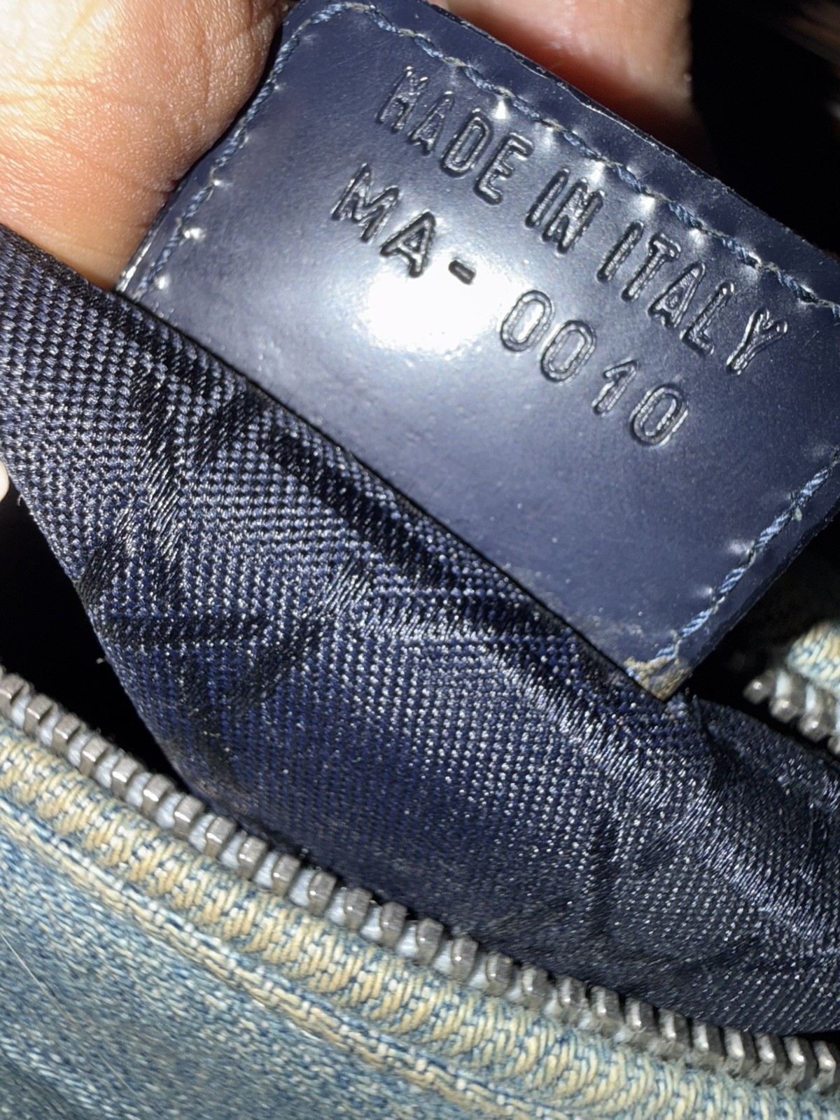 Authentic DIOR Medium Lady Dior Blue Denim Bag Acrylic Top Handle