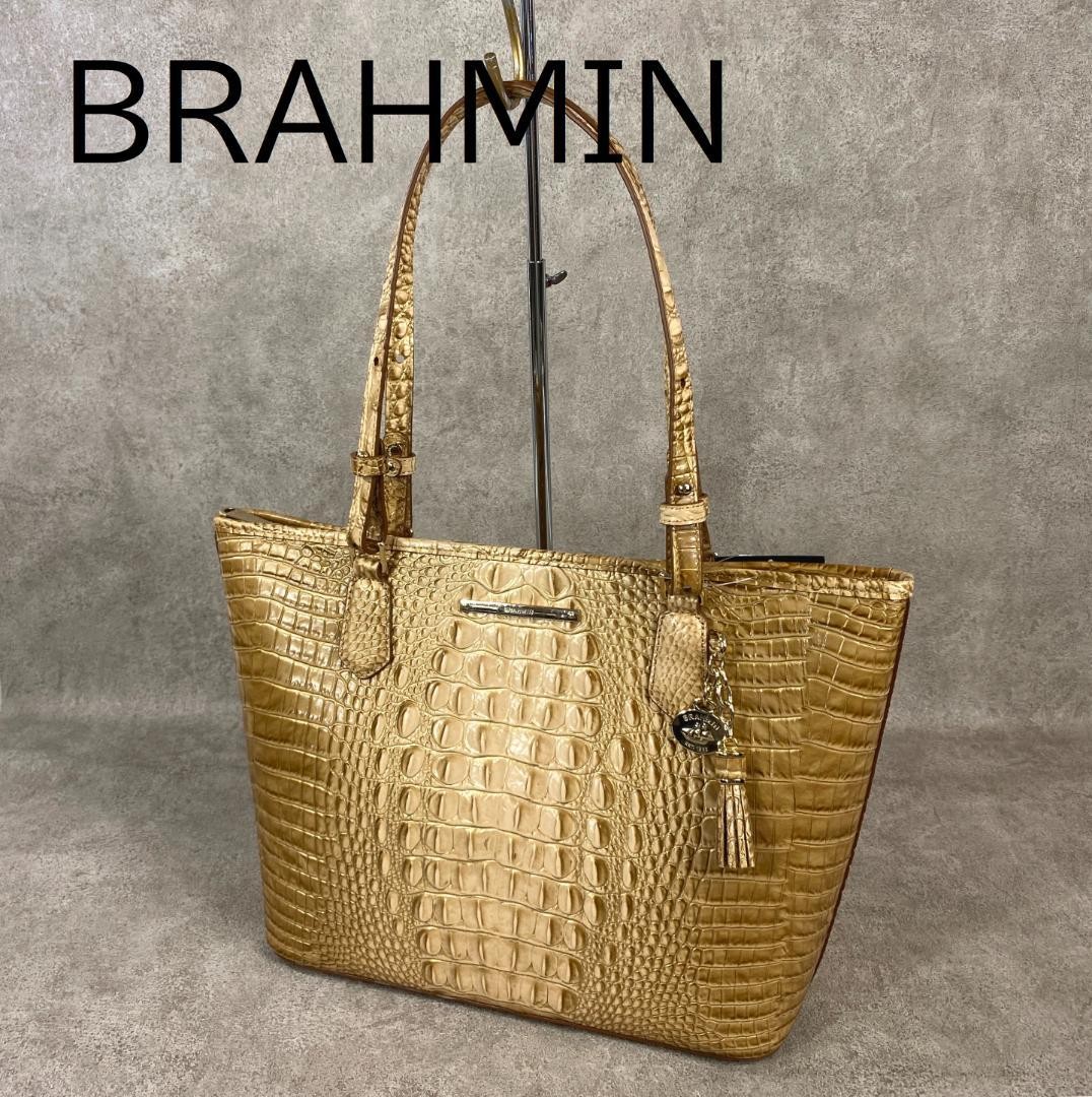 [Unused] Brahmin Cowhide Crocodile Embossed Enamel A4 Size Tote Bag