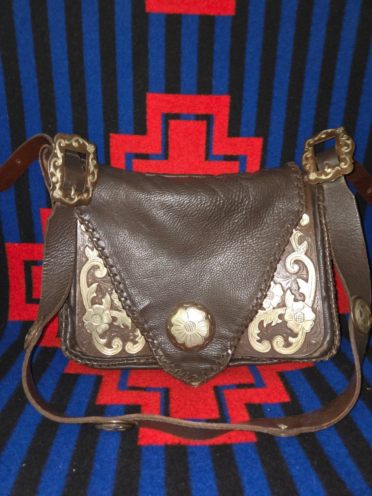 Jose Luis Chocolate Brown Messenger Bag with Silver Accents