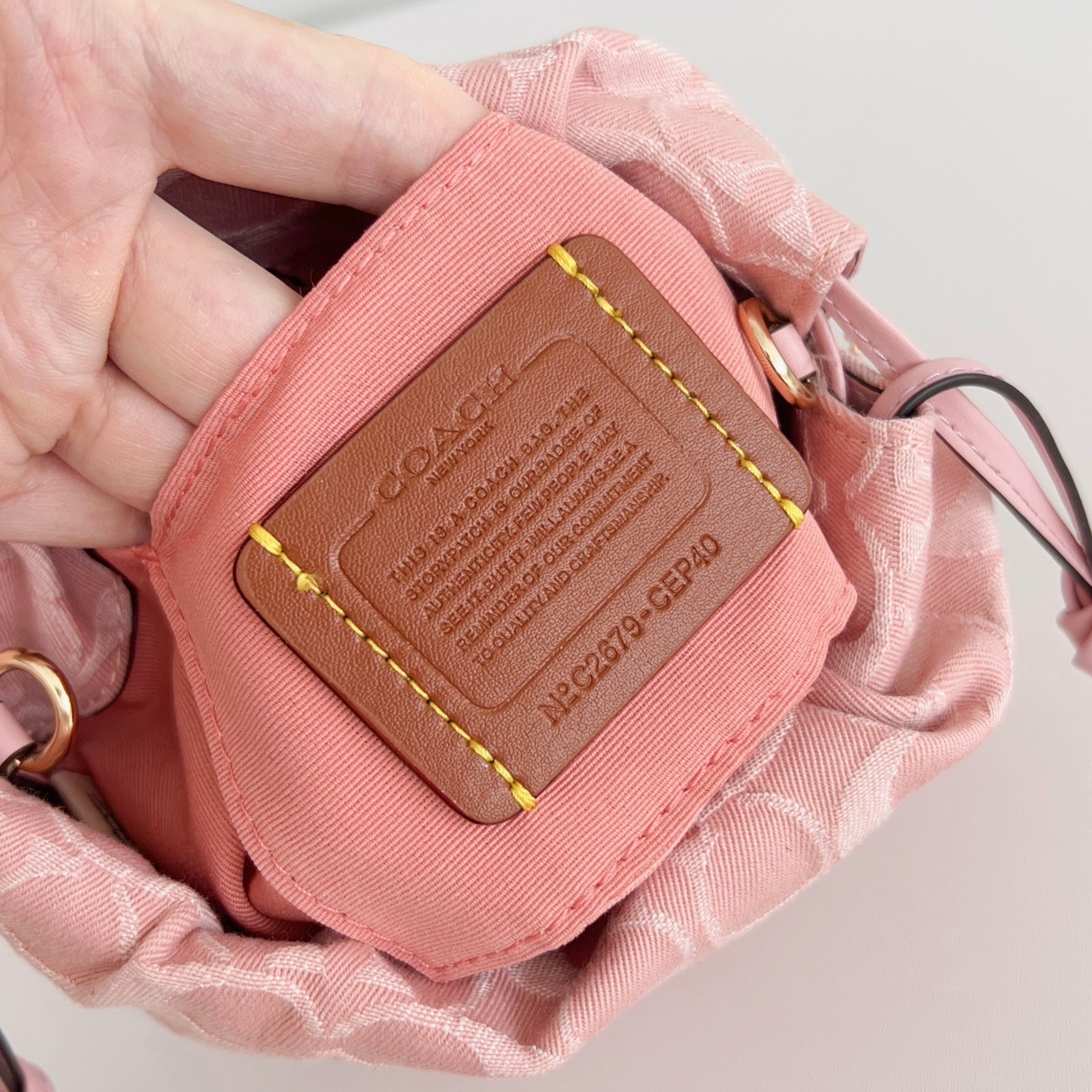 Coach Faye Mini Drawstring Bag Signature Denim CEP40 Pink