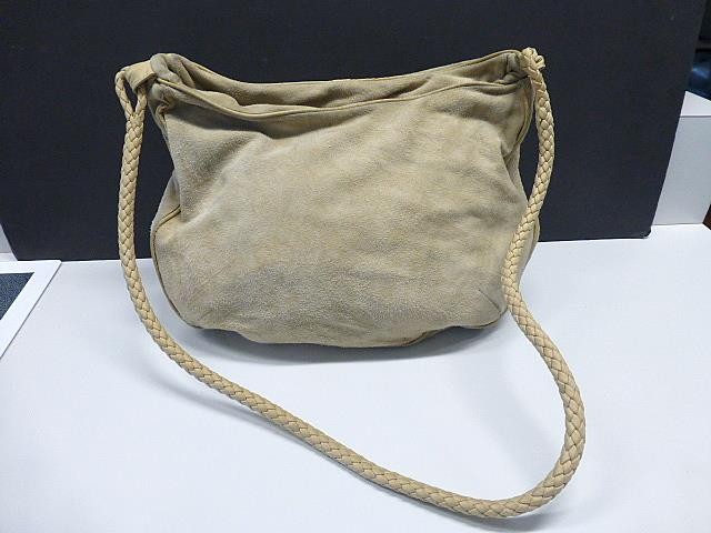 Giorgio Armani Le Collezioni Tan Suede Braided Handle Hobo Purse Crossbody Bag