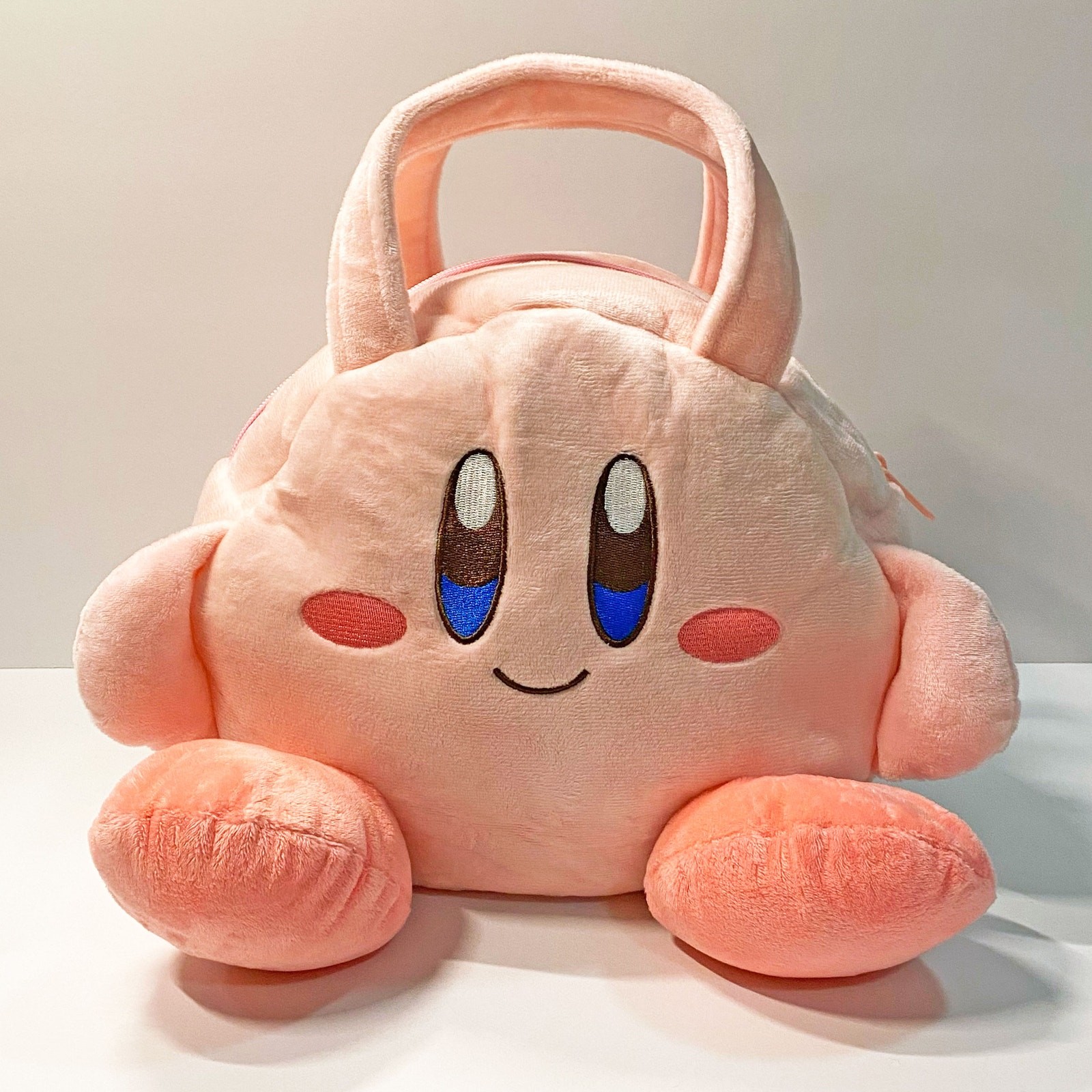 Kirby Pink Soft Plush Zip Top Handle Purse Handbag Tote Bag 9-Inch