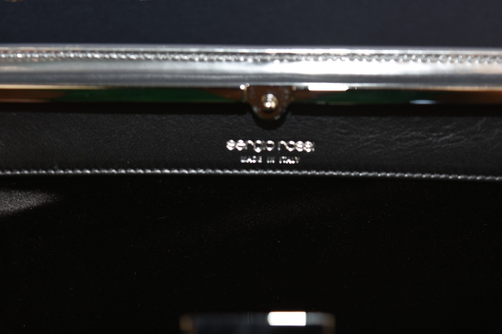 $1265 NEW Sergio Rossi Clutch Bag Chameleon Silver Patent Leather Mirror RARE